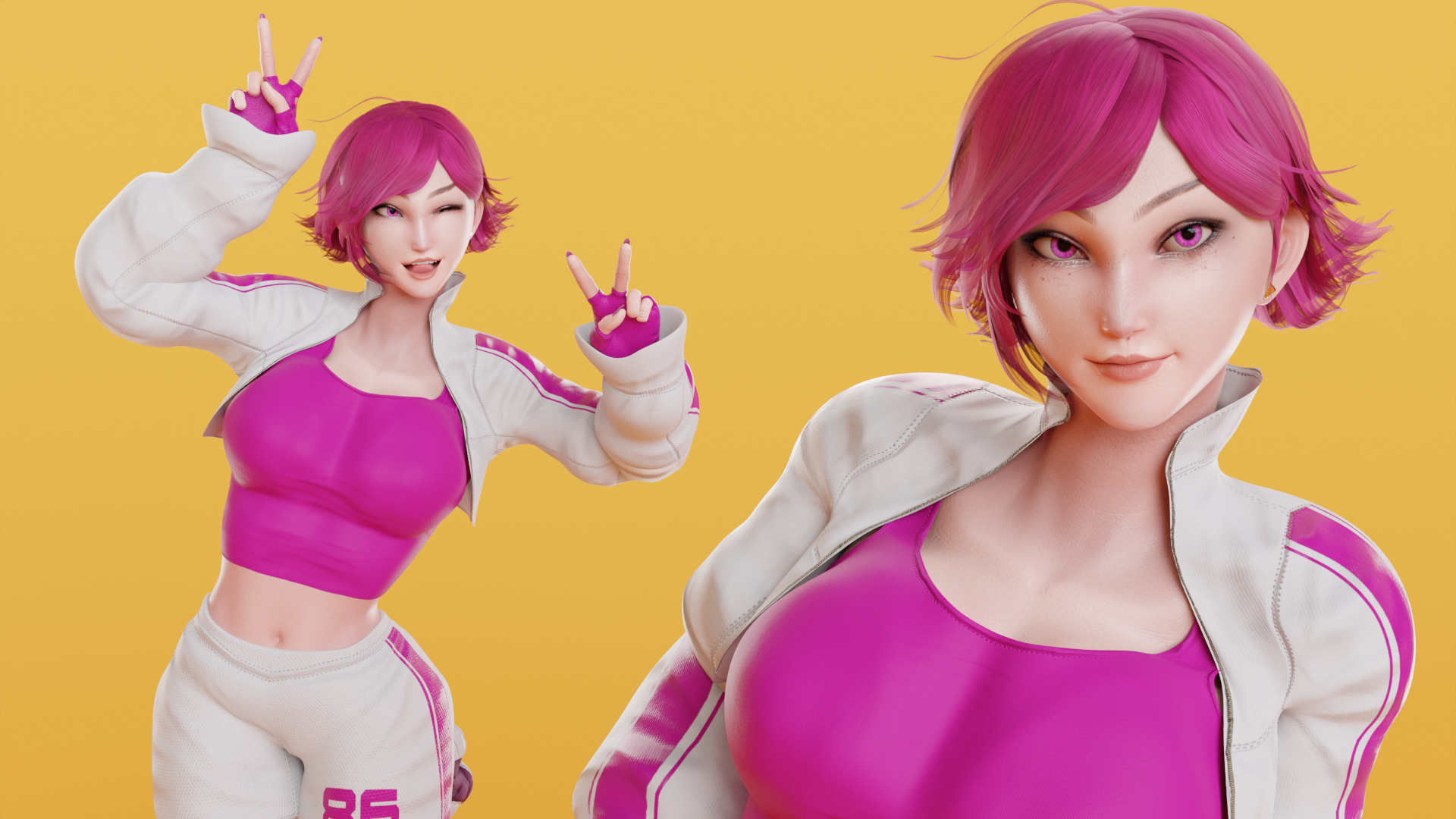 Stylized Female Fighting Character - Liv Low-poly 3D model_11