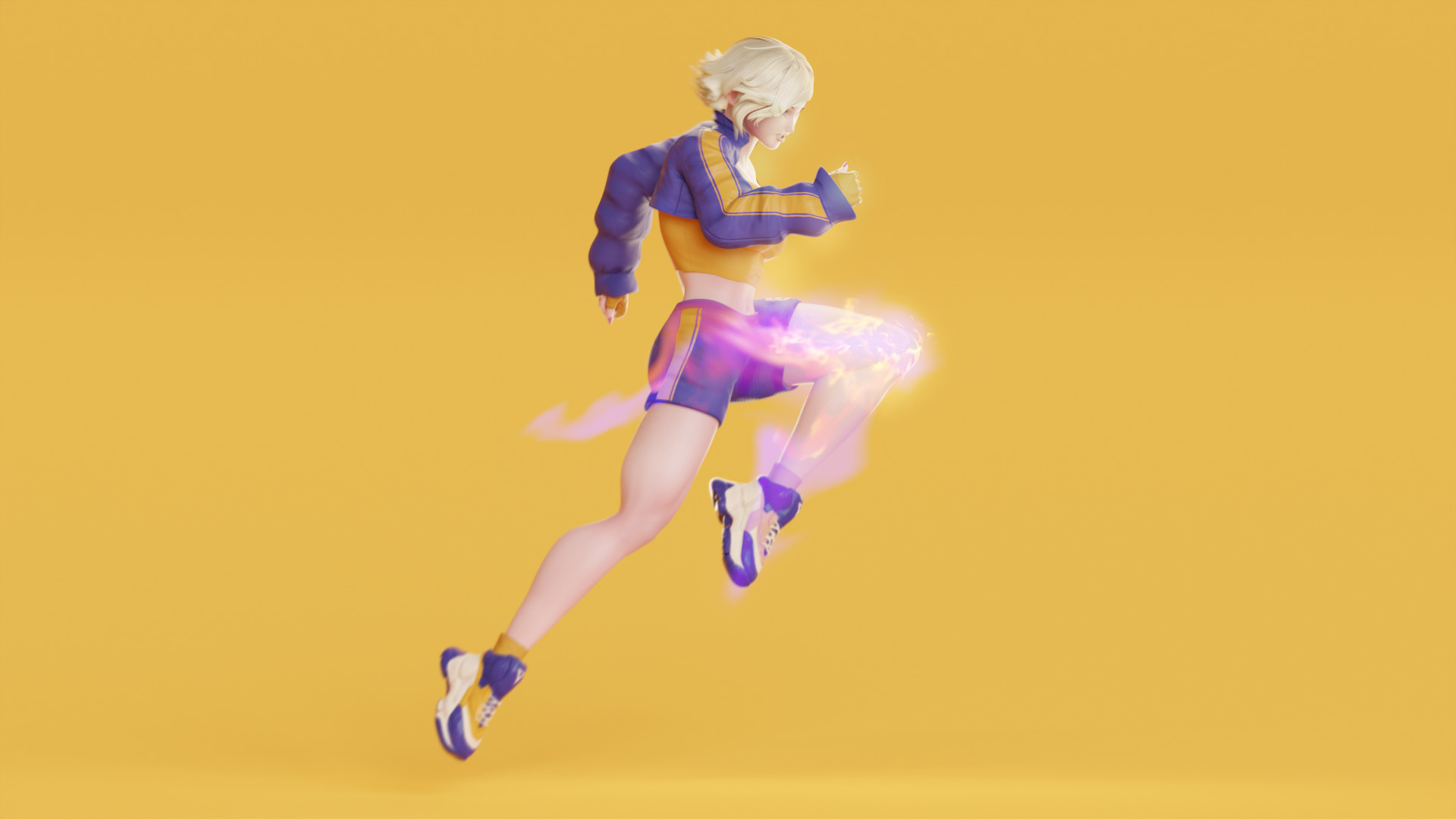 Stylized Female Fighting Character - Liv Low-poly 3D model_3