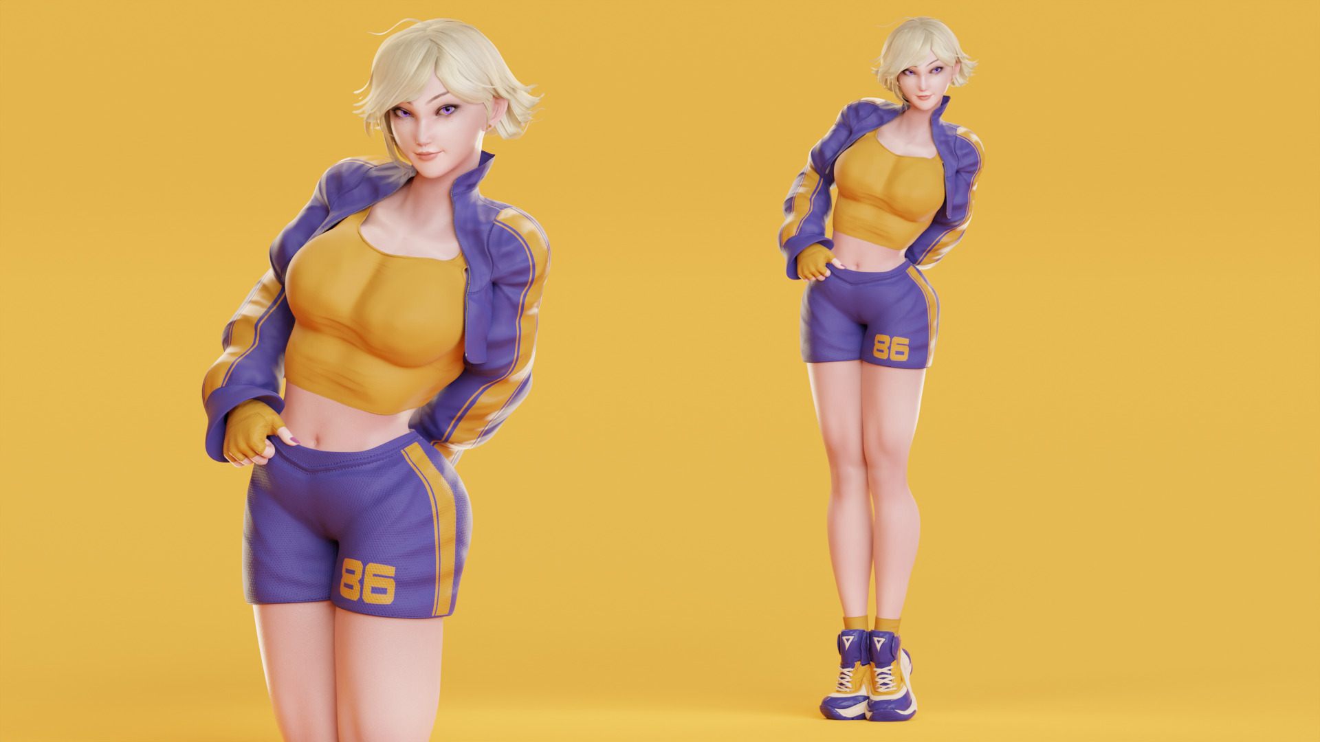 Stylized Female Fighting Character - Liv Low-poly 3D model_2