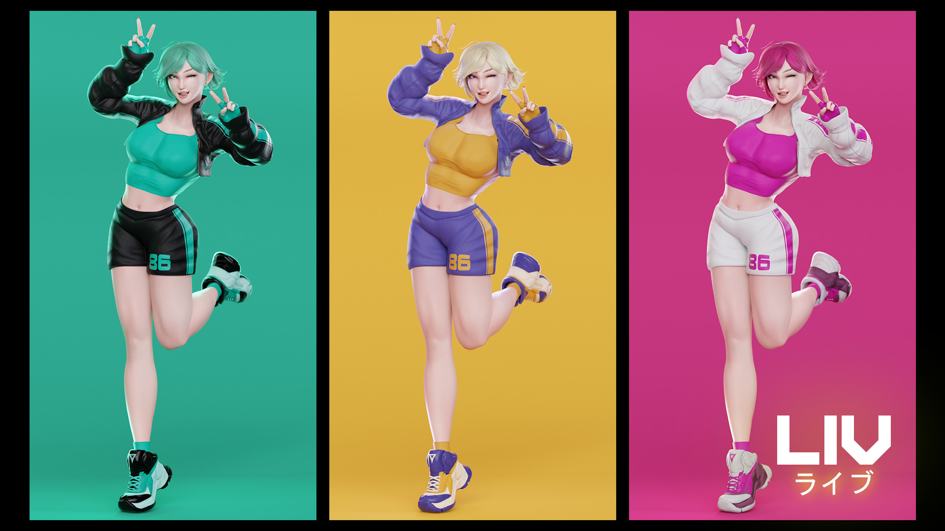 Stylized Female Fighting Character - Liv Low-poly 3D model_12