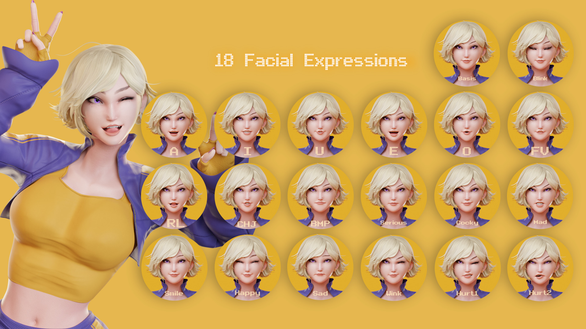 Stylized Female Fighting Character - Liv Low-poly 3D model_13