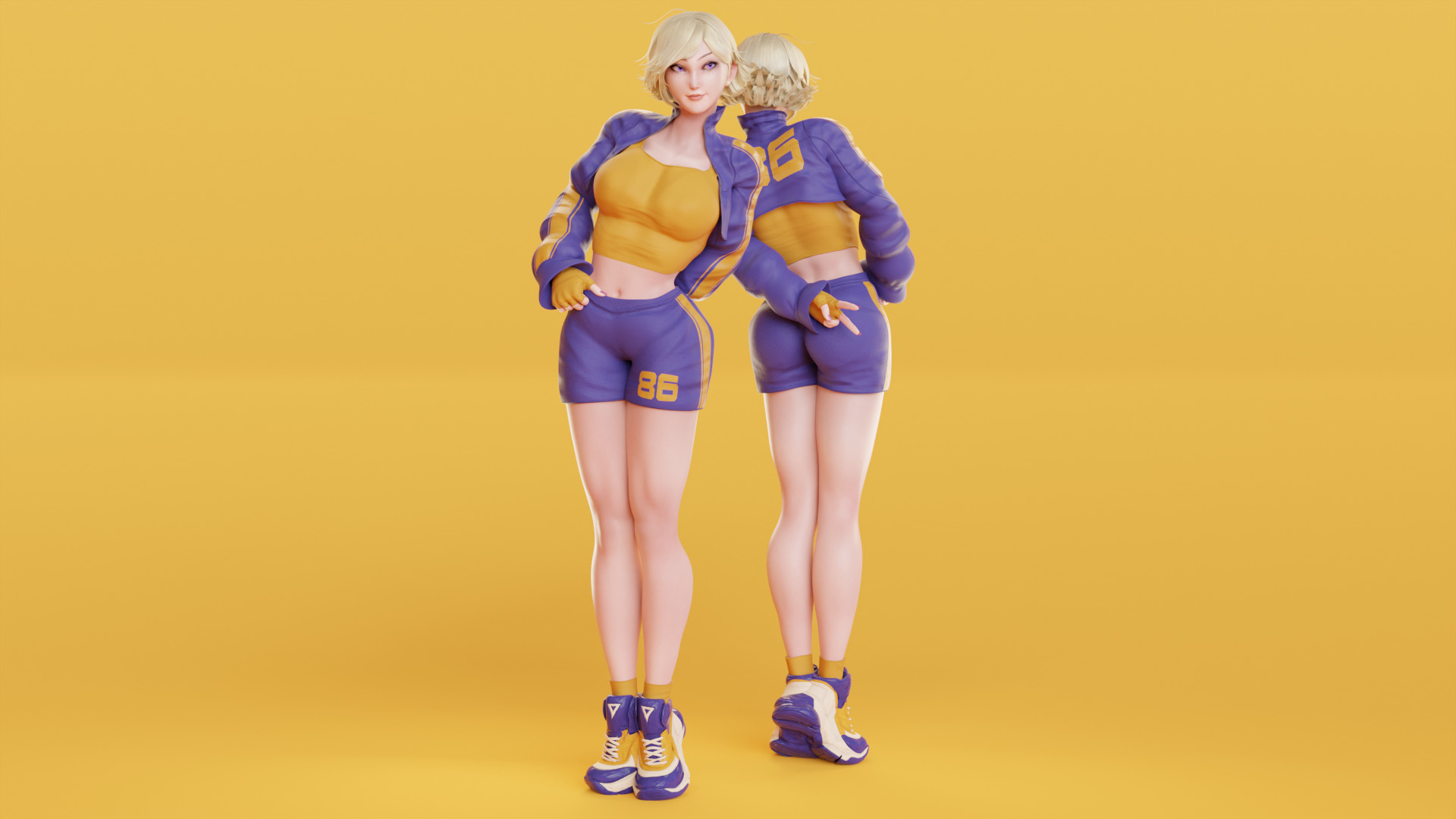 Stylized Female Fighting Character - Liv Low-poly 3D model_7