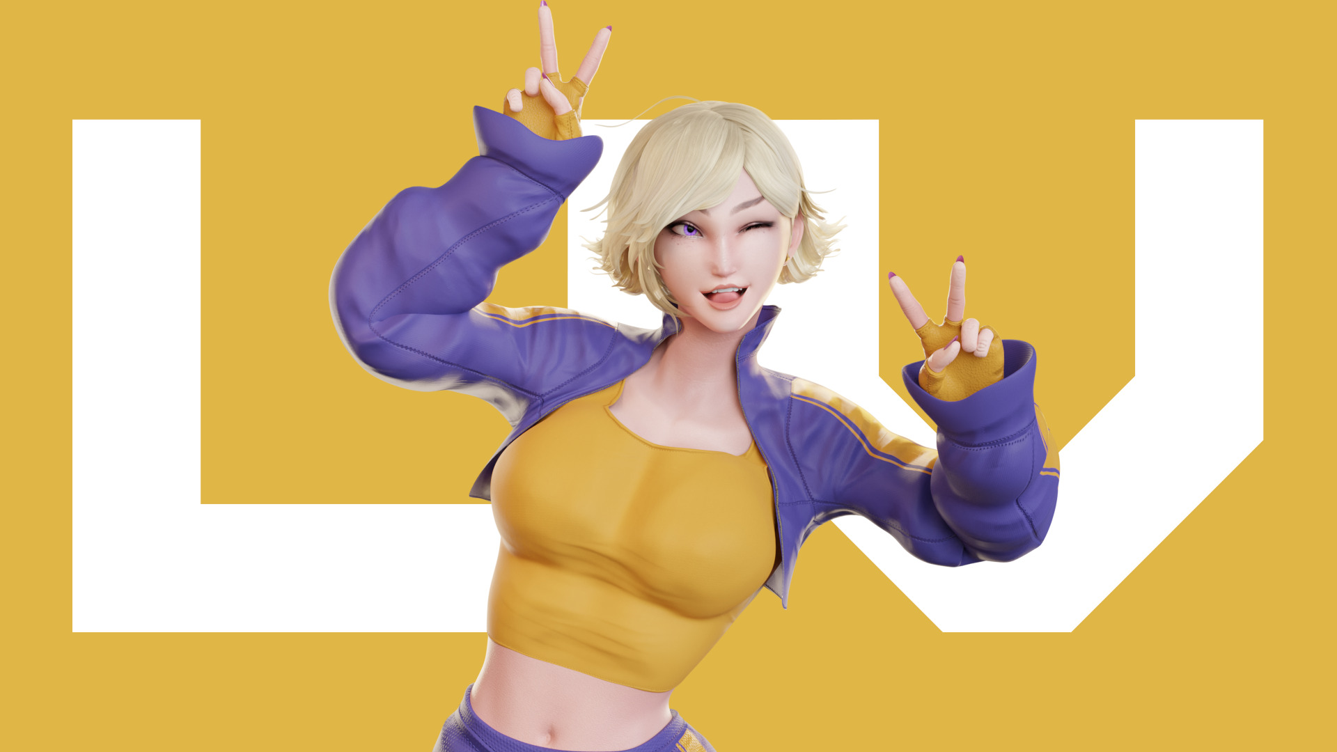 Stylized Female Fighting Character - Liv Low-poly 3D model_1