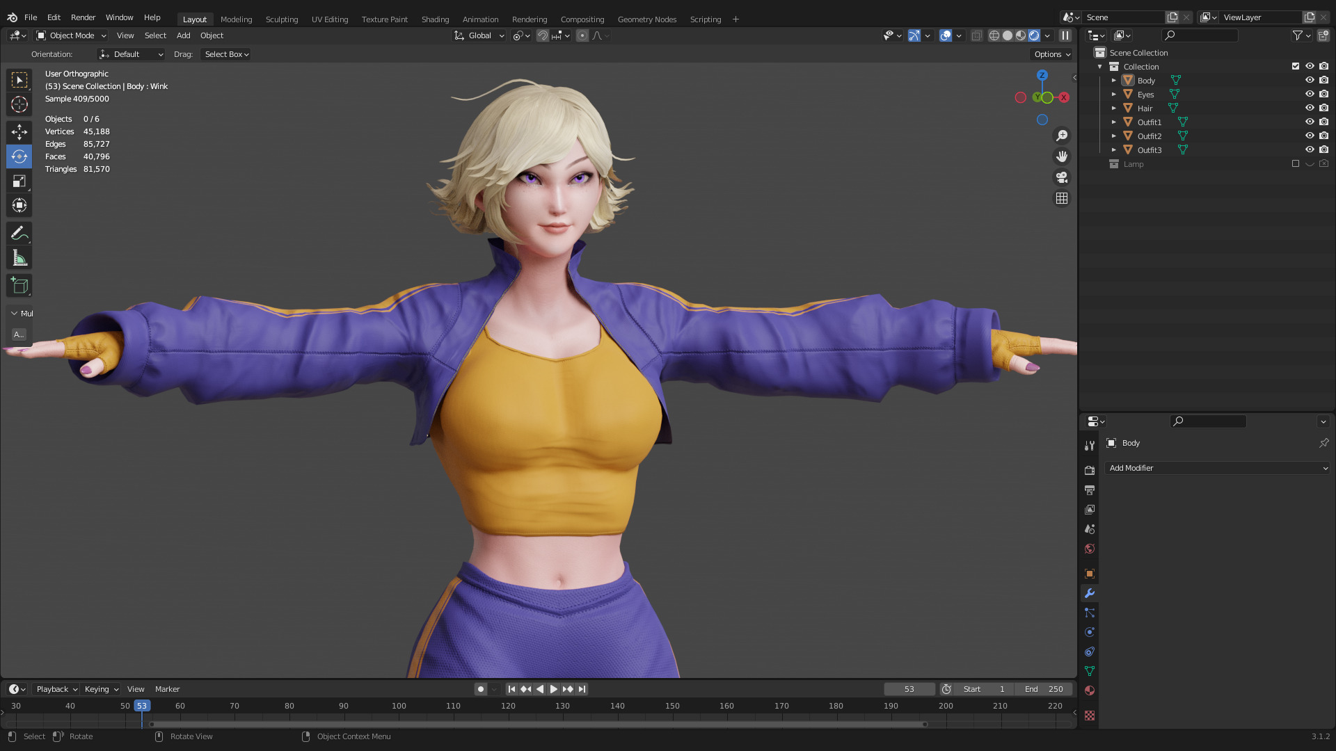 Stylized Female Fighting Character - Liv Low-poly 3D model_16