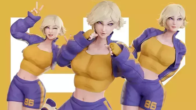 Stylized Female Fighting Character - Liv Low-poly 3D model