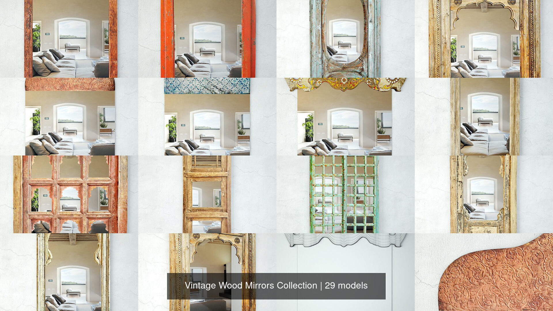 Vintage Wood Mirrors Collection _1