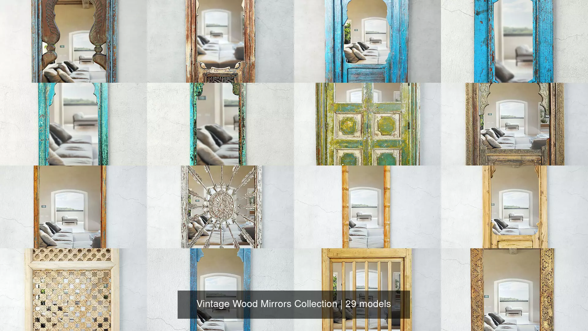 Vintage Wood Mirrors Collection _0