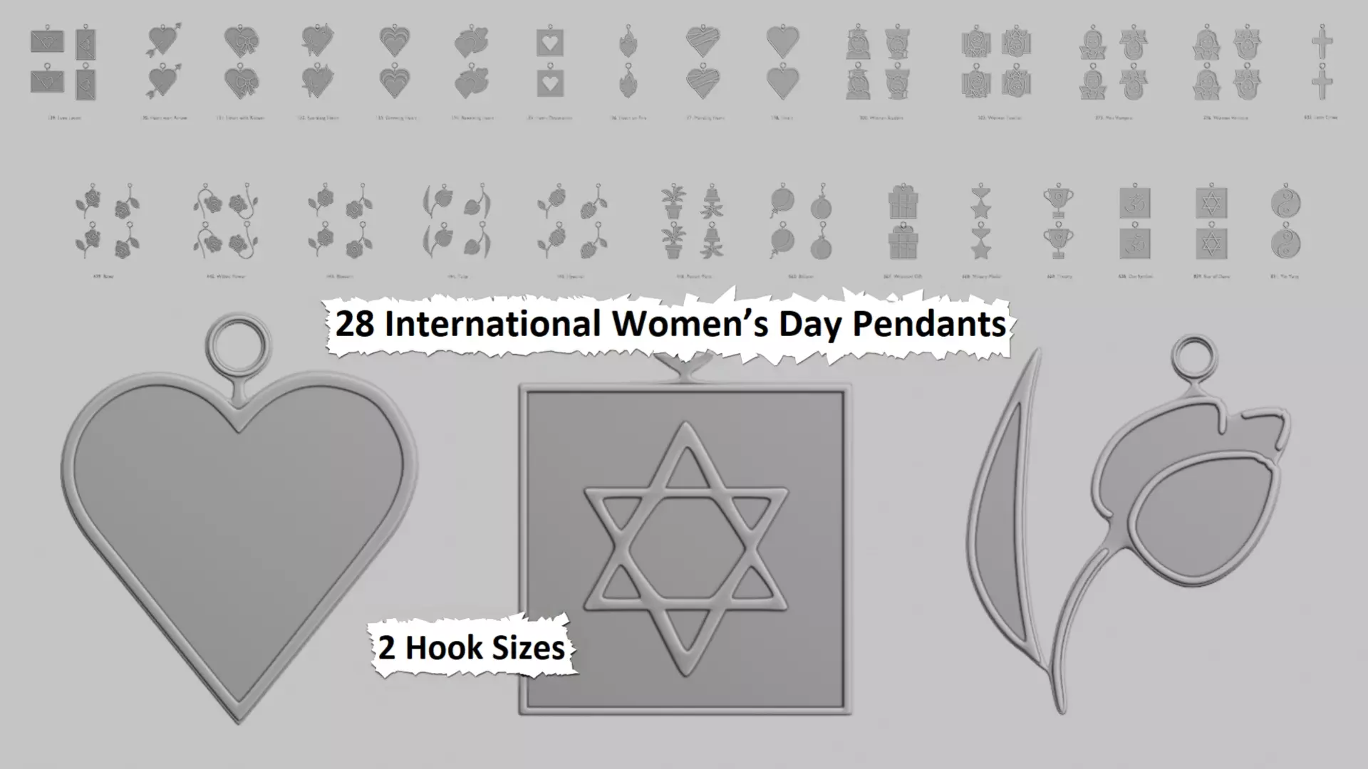International Womens Day Pendant STL Collection 3D print model