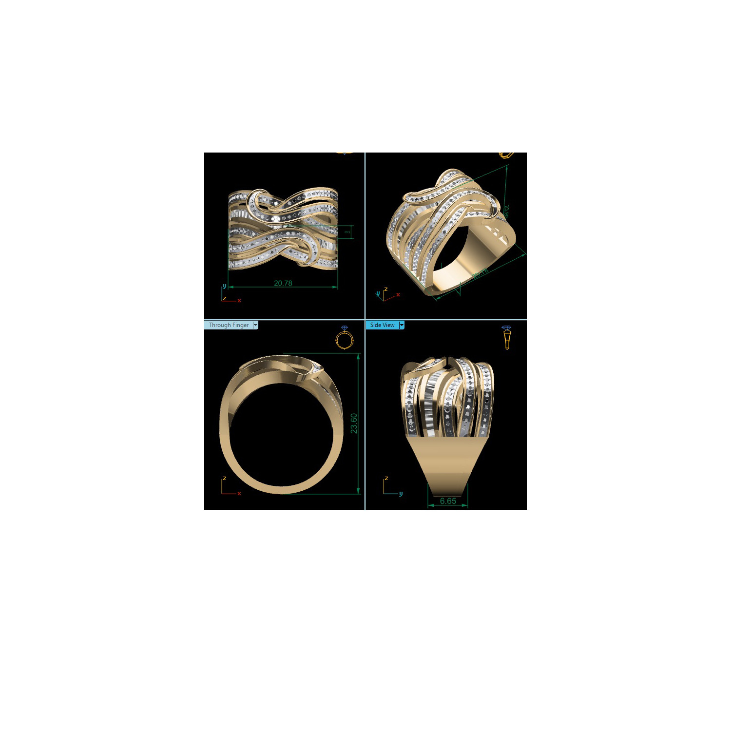 Women Ring Render 3dm STL MTL SLC JCD OBJ FBX Details 3D print model_24