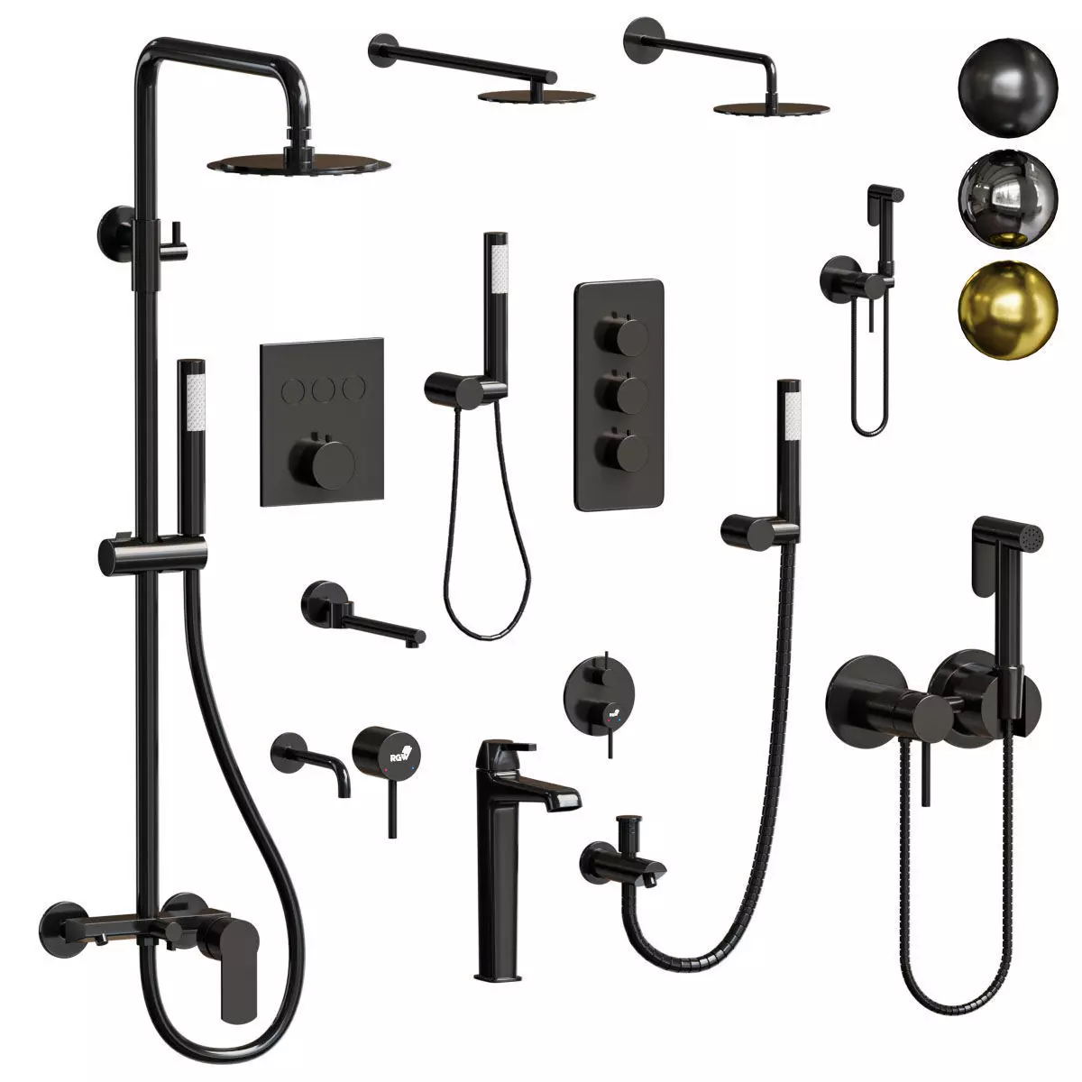 RGW Shower Fauset Set 3D model_0