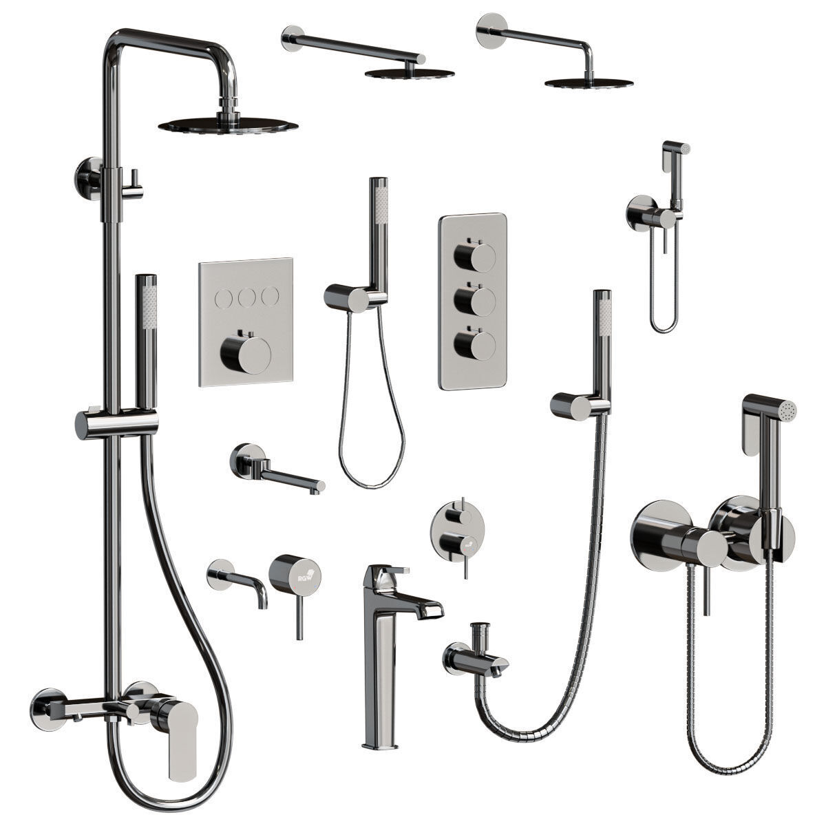RGW Shower Fauset Set 3D model_2