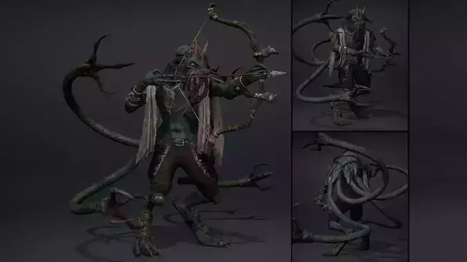 Obsidian Archer Tentacle Low-poly 3D model
