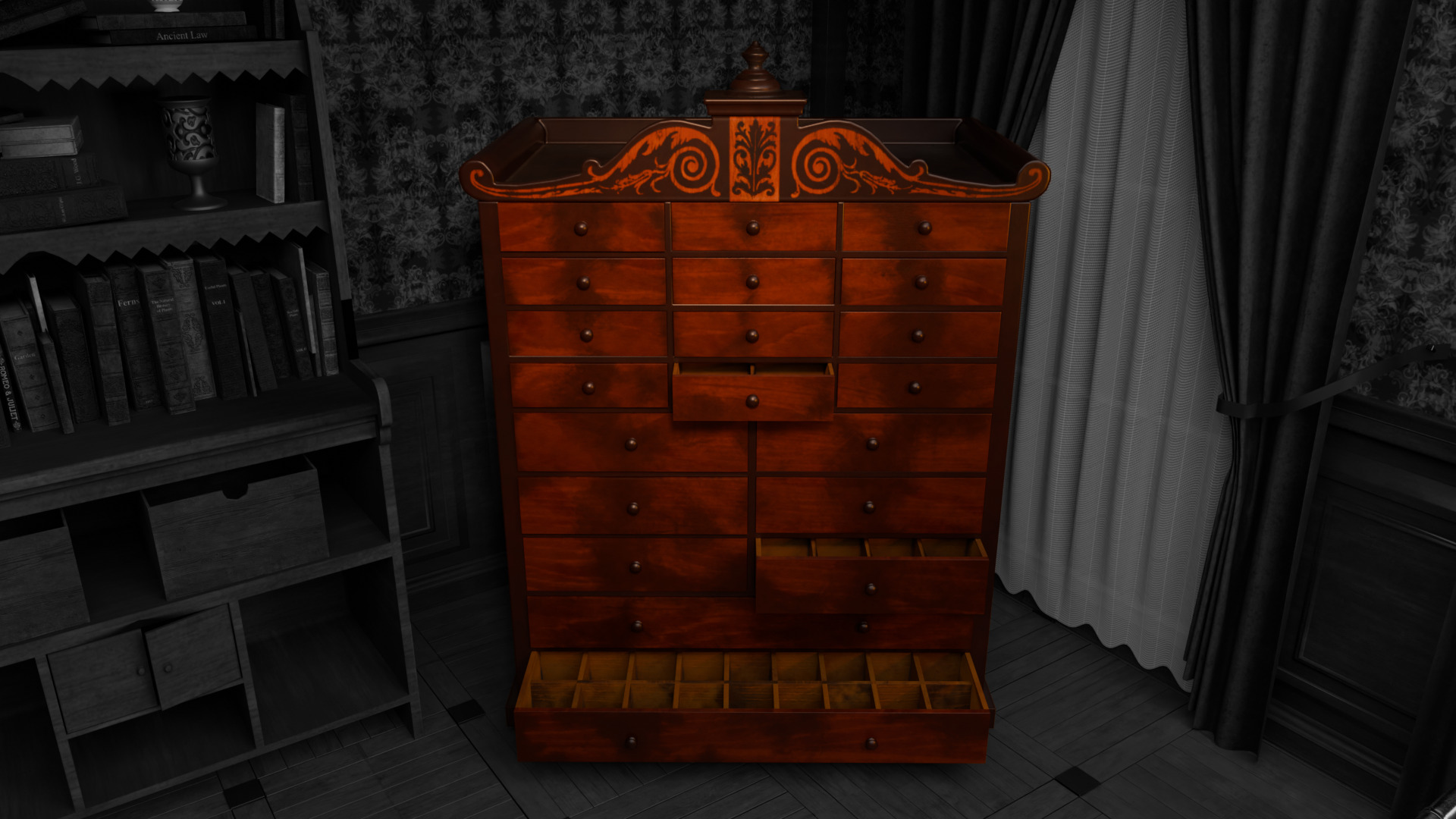 Regency Mahogany Multi-Drawer Chest Low-poly 3D model_0