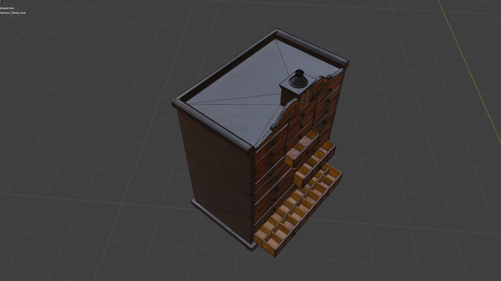 Regency Mahogany Multi-Drawer Chest Low-poly 3D model_4