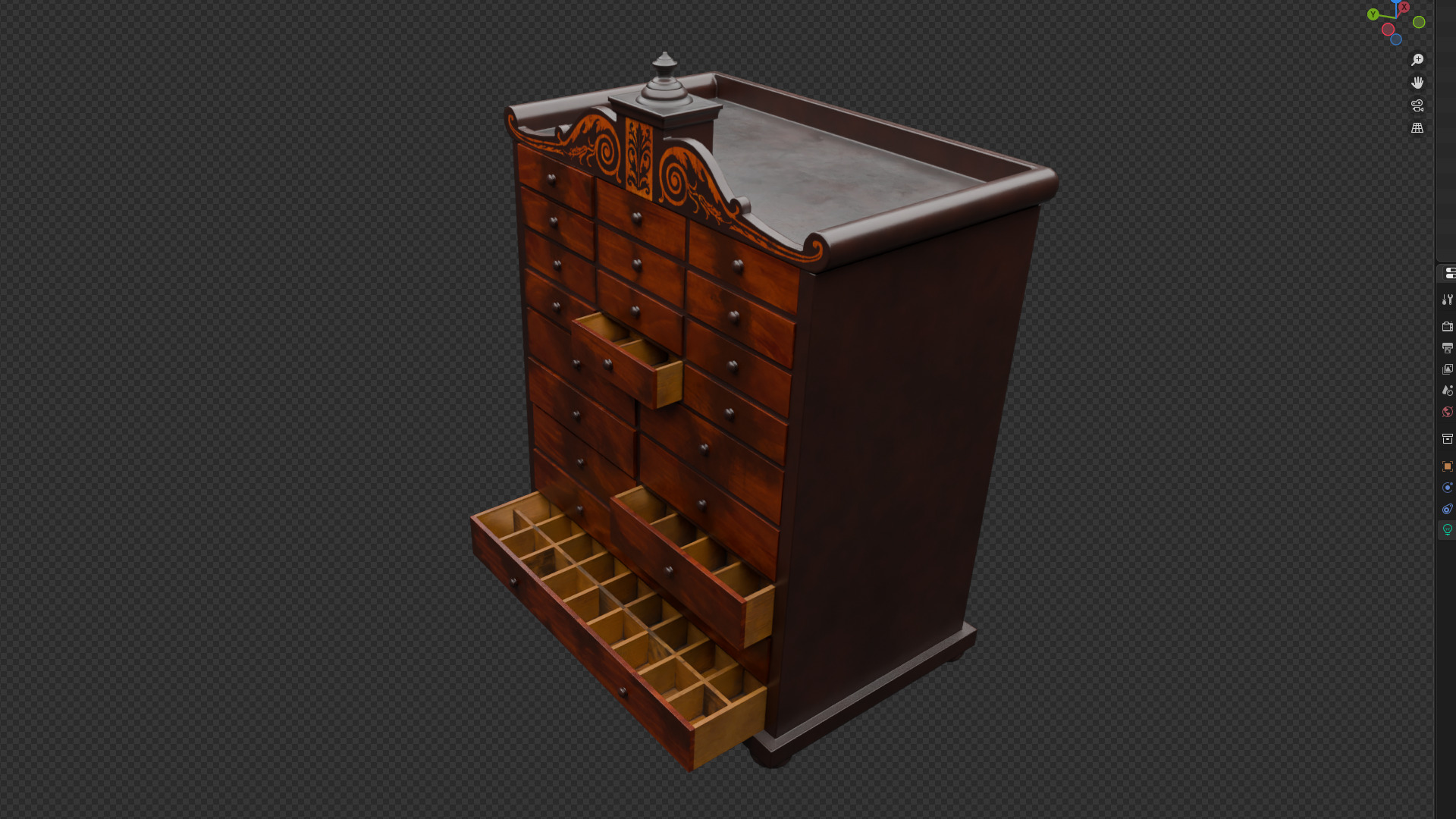 Regency Mahogany Multi-Drawer Chest Low-poly 3D model_3