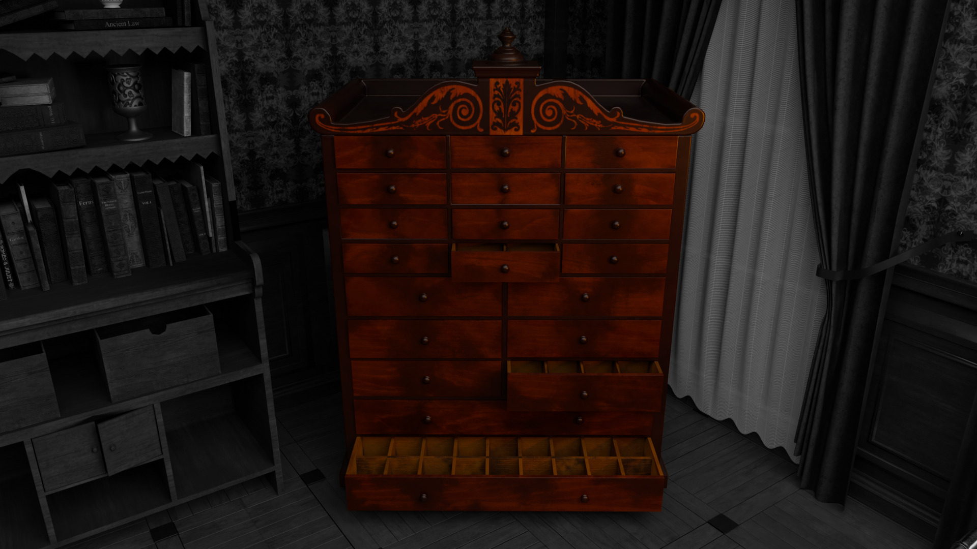 Regency Mahogany Multi-Drawer Chest Low-poly 3D model_1