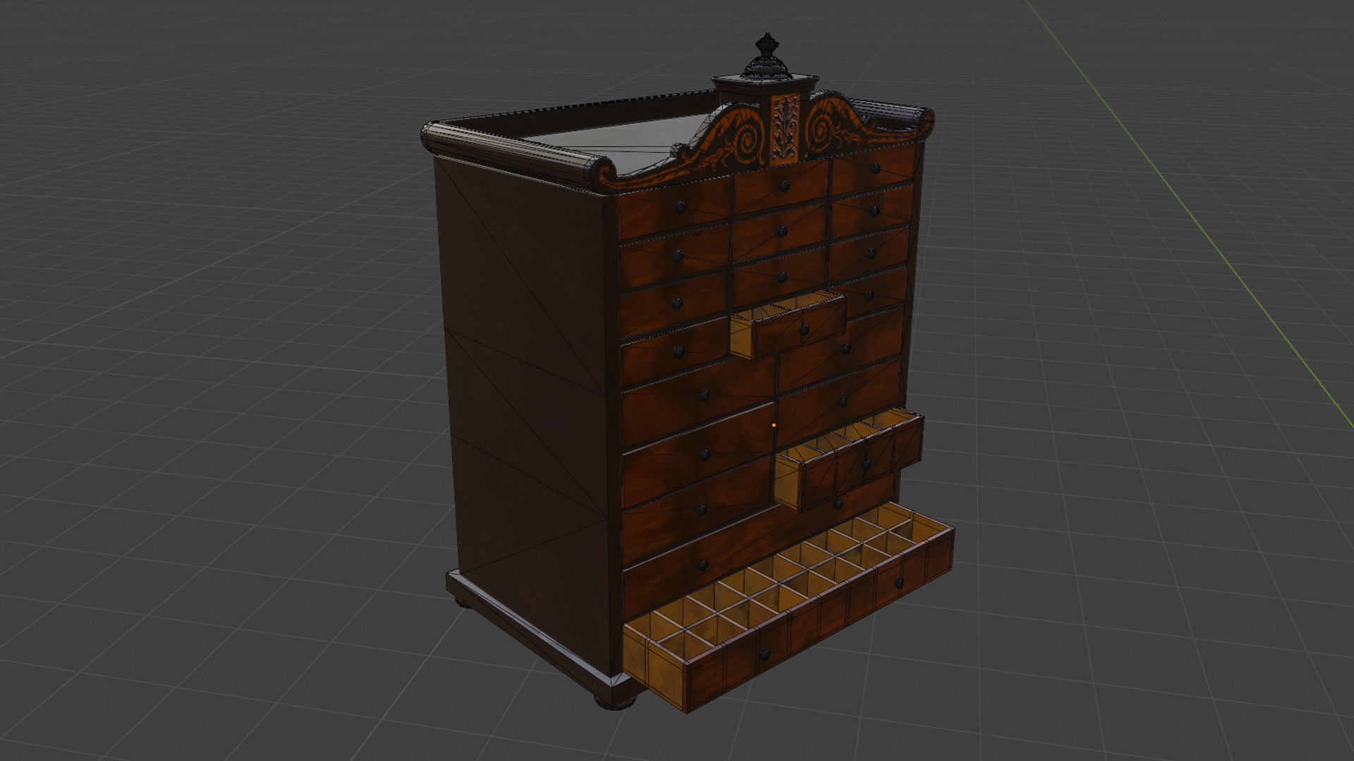 Regency Mahogany Multi-Drawer Chest Low-poly 3D model_6