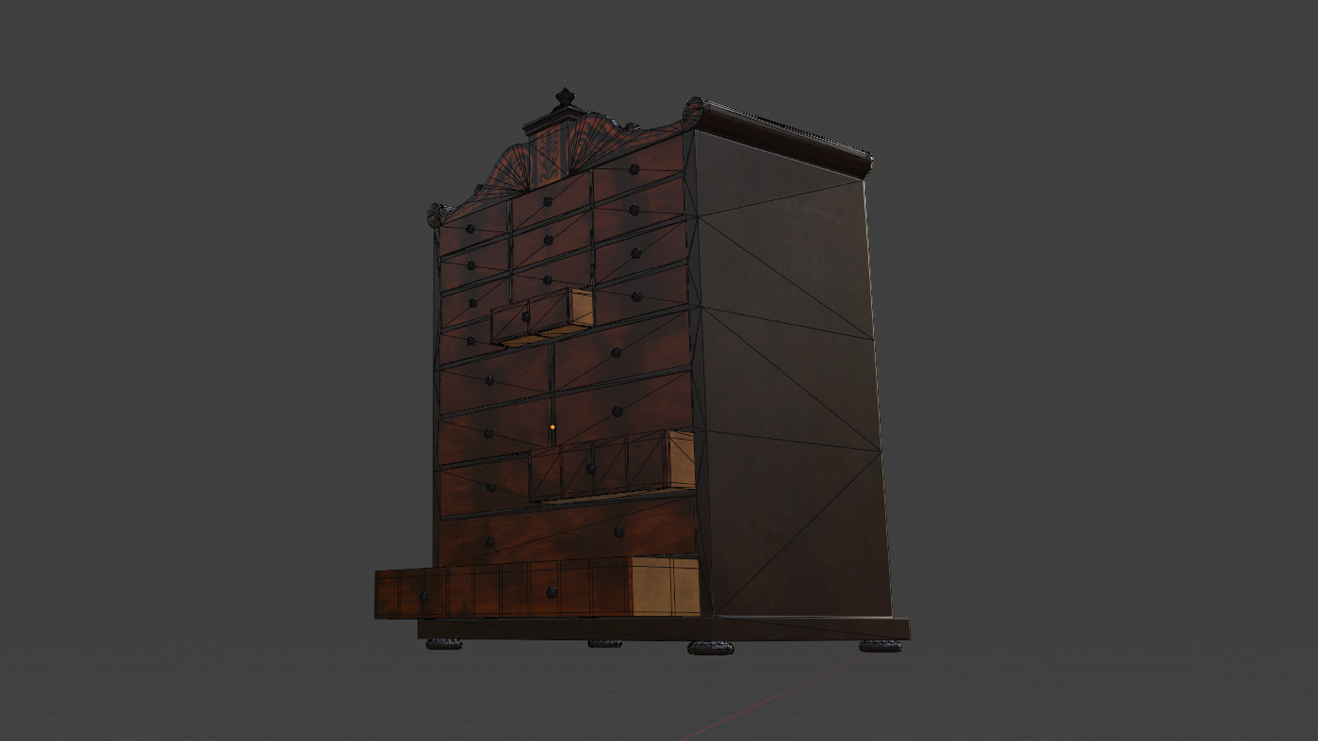 Regency Mahogany Multi-Drawer Chest Low-poly 3D model_8