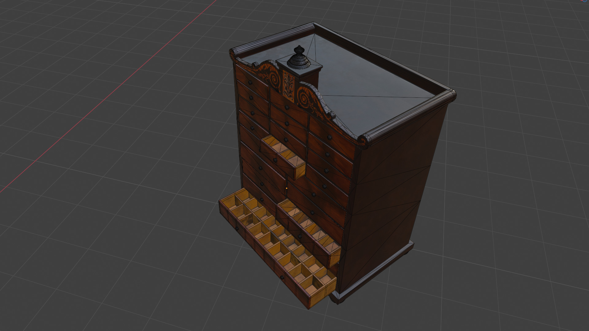 Regency Mahogany Multi-Drawer Chest Low-poly 3D model_11