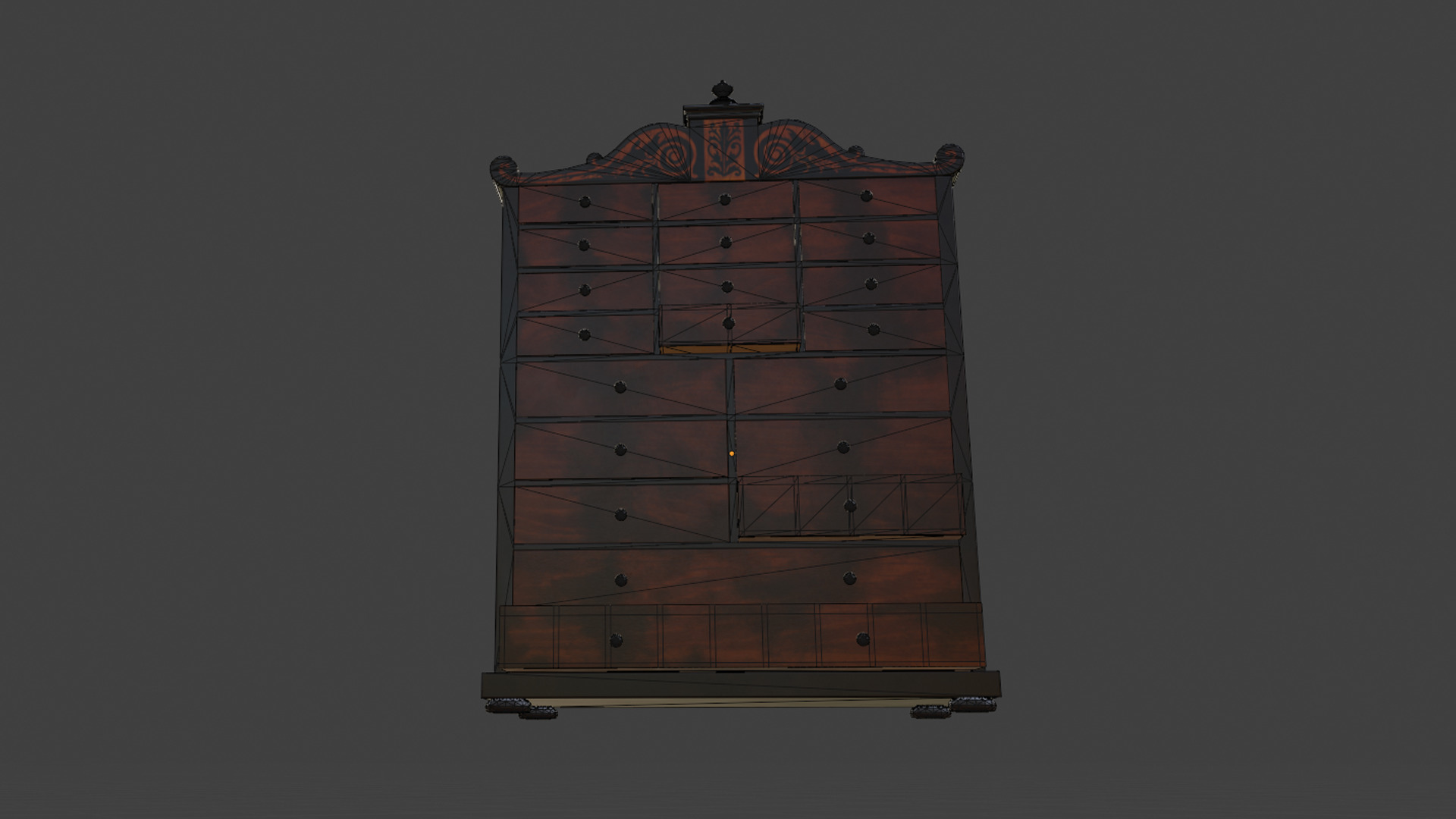 Regency Mahogany Multi-Drawer Chest Low-poly 3D model_9