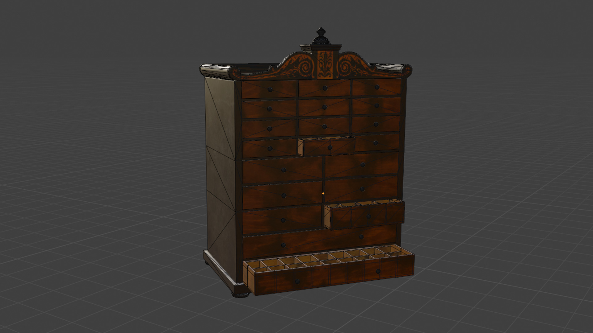 Regency Mahogany Multi-Drawer Chest Low-poly 3D model_7