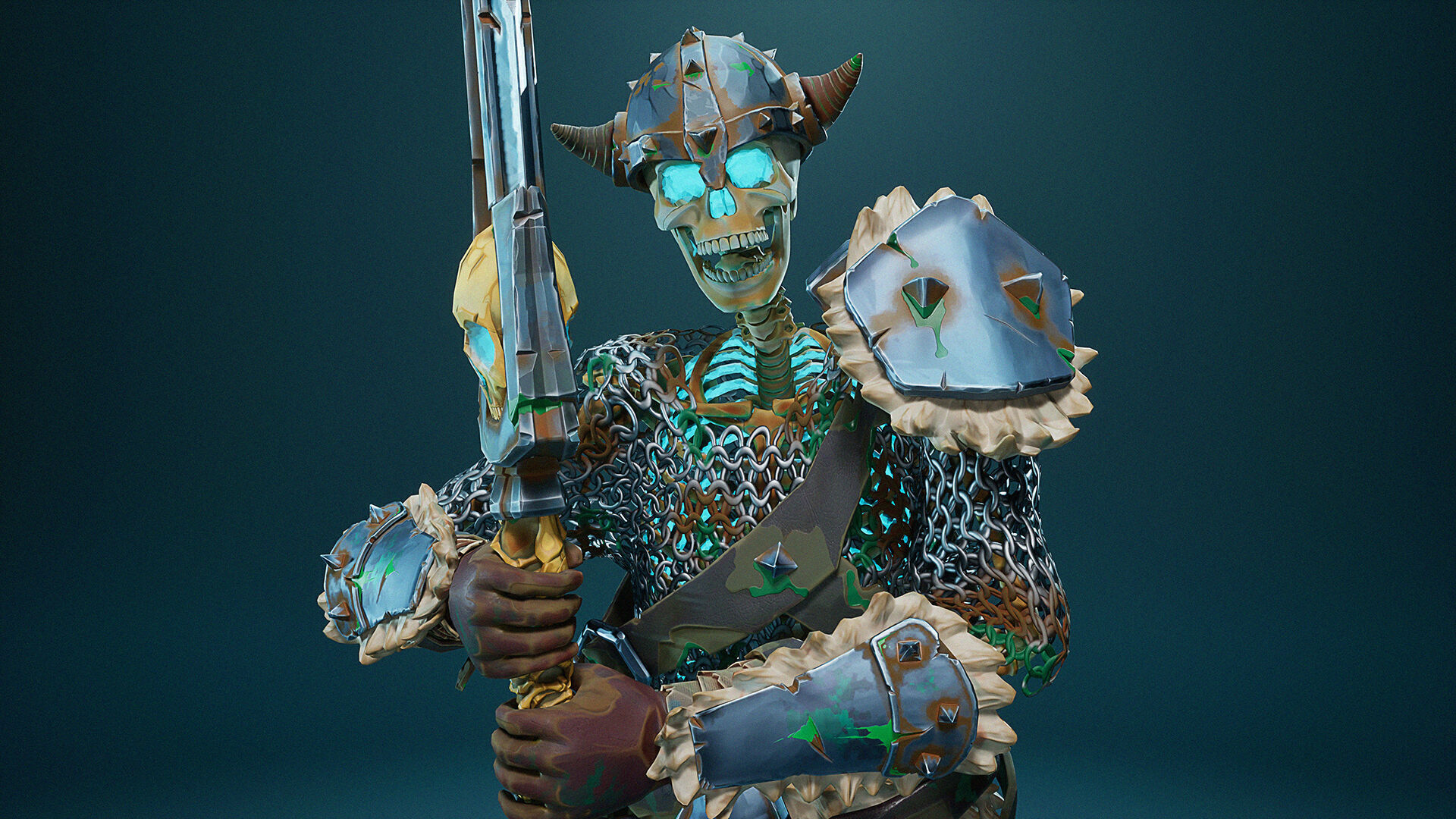 Stylized Skeletons-warrior Pack01 Low-poly 3D model_18