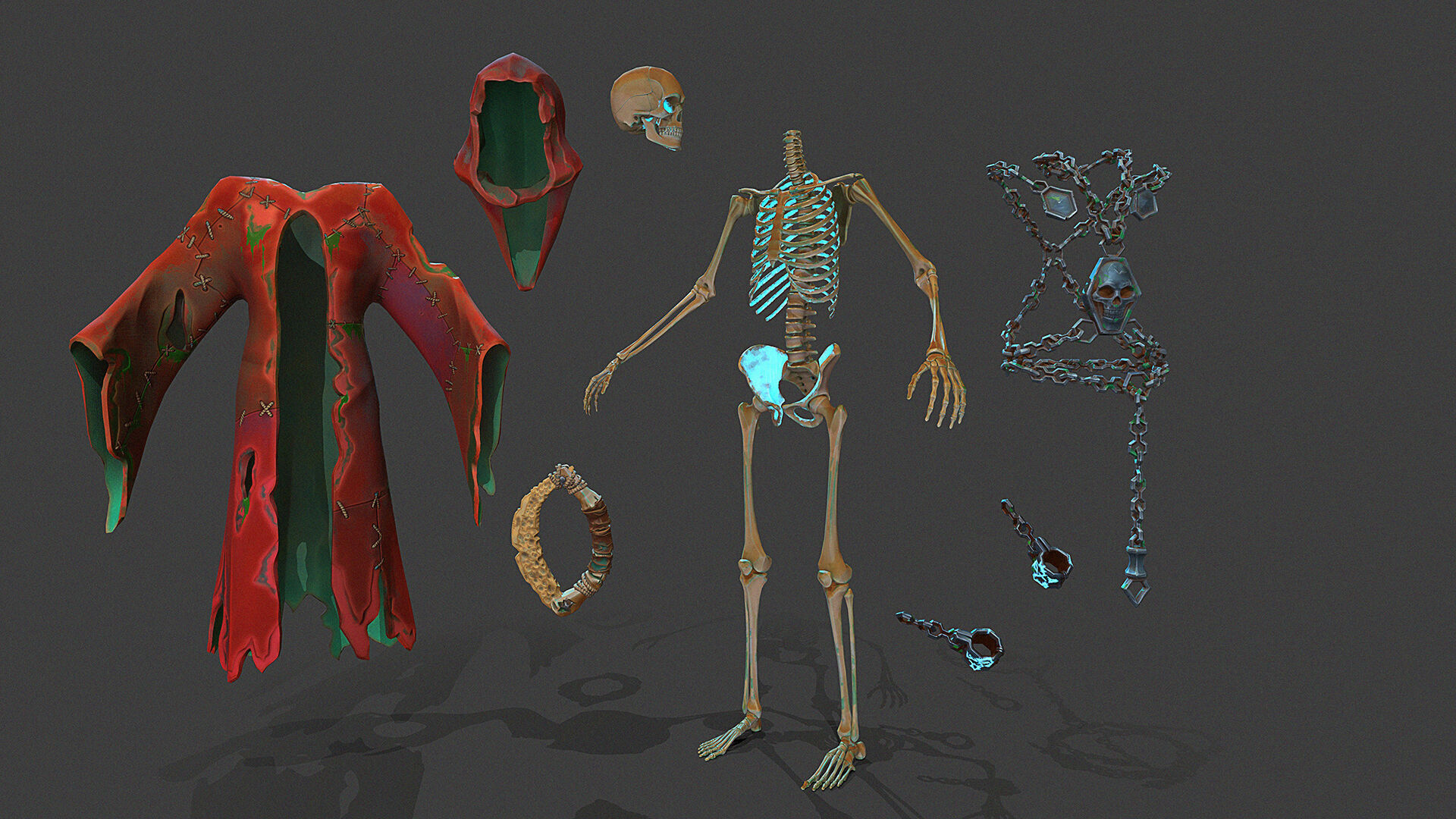 Stylized Skeletons-warrior Pack01 Low-poly 3D model_23