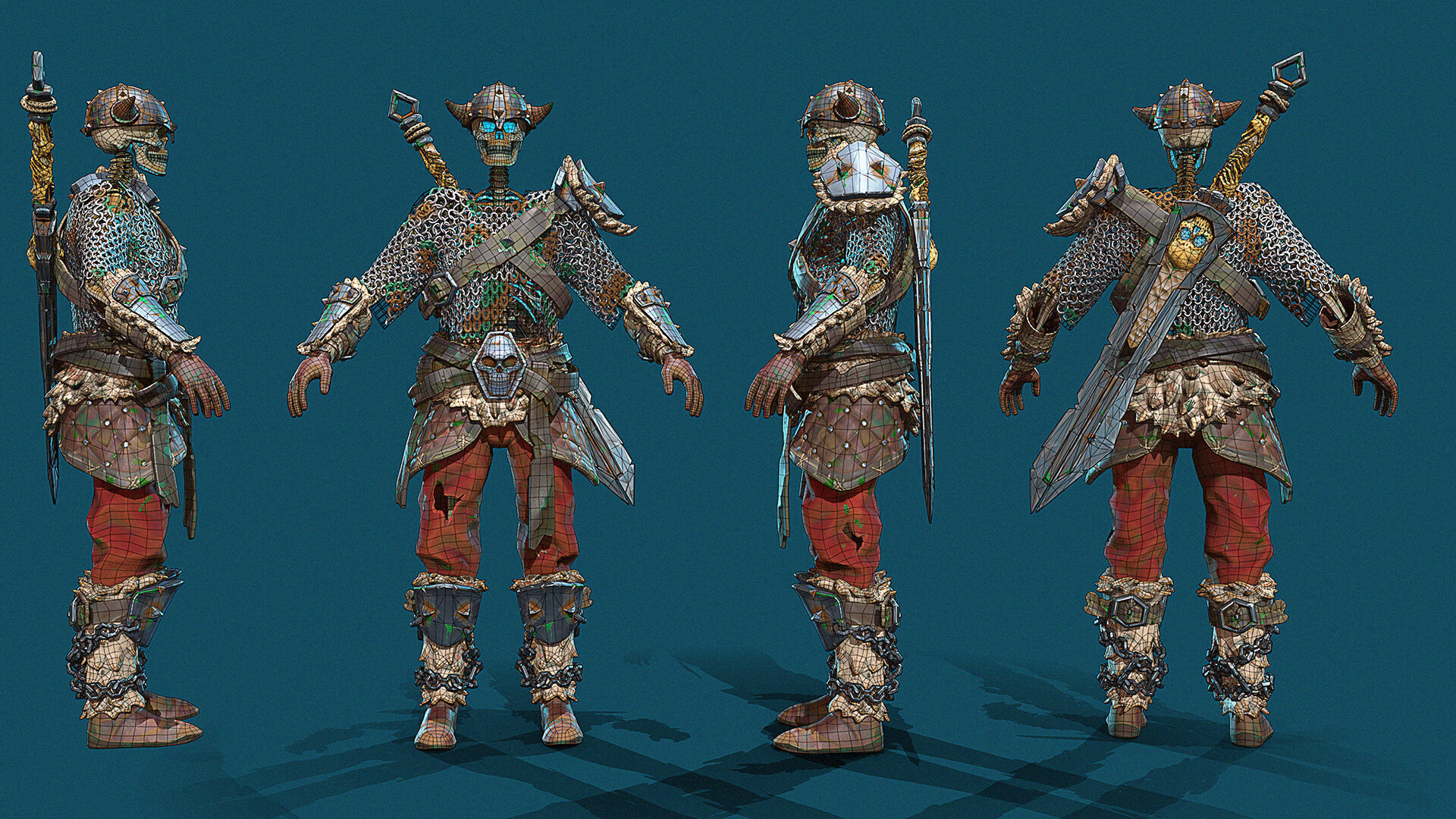 Stylized Skeletons-warrior Pack01 Low-poly 3D model_20