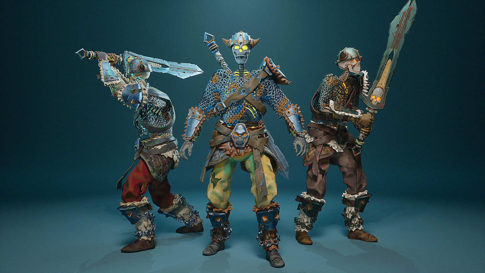 Stylized Skeletons-warrior Pack01 Low-poly 3D model_7