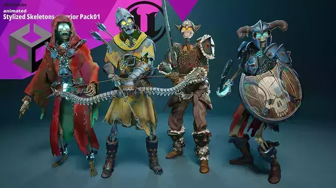 Stylized Skeletons-warrior Pack01