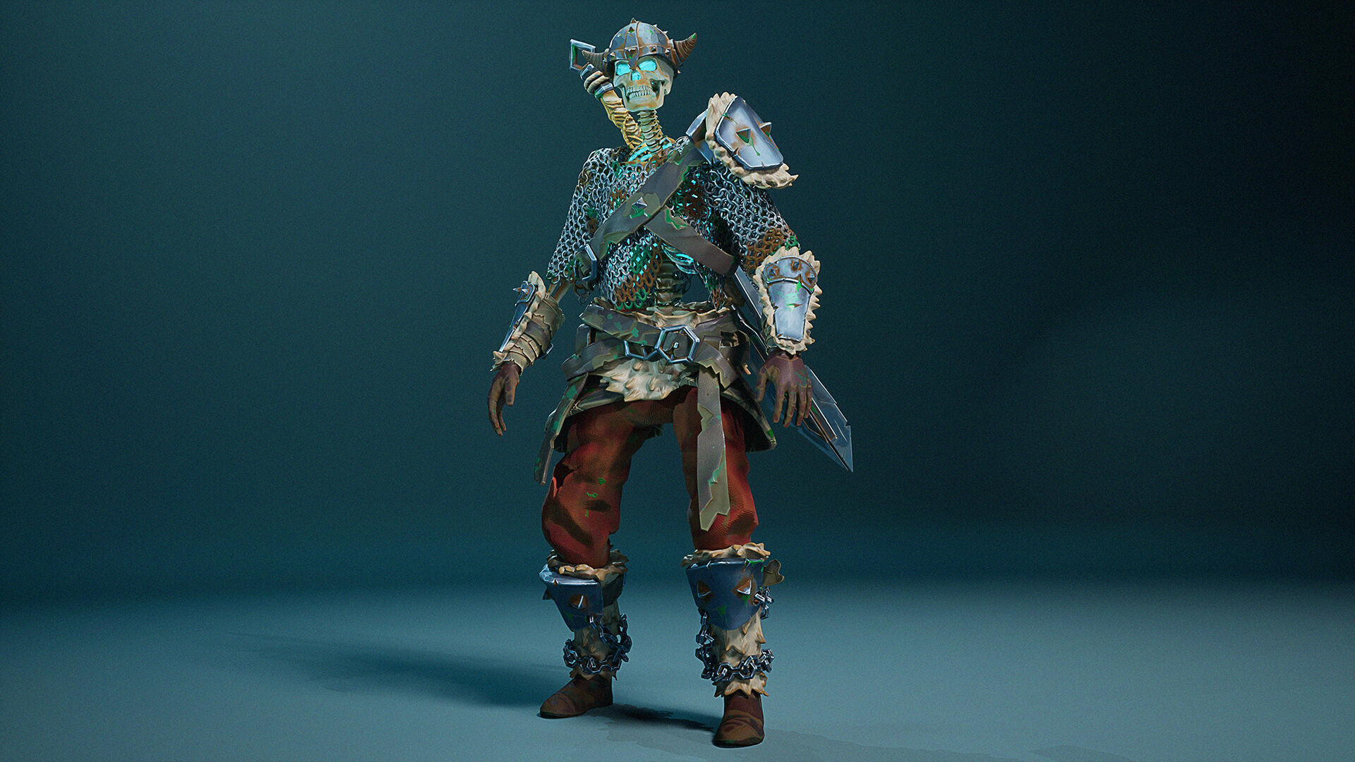 Stylized Skeletons-warrior Pack01 Low-poly 3D model_22