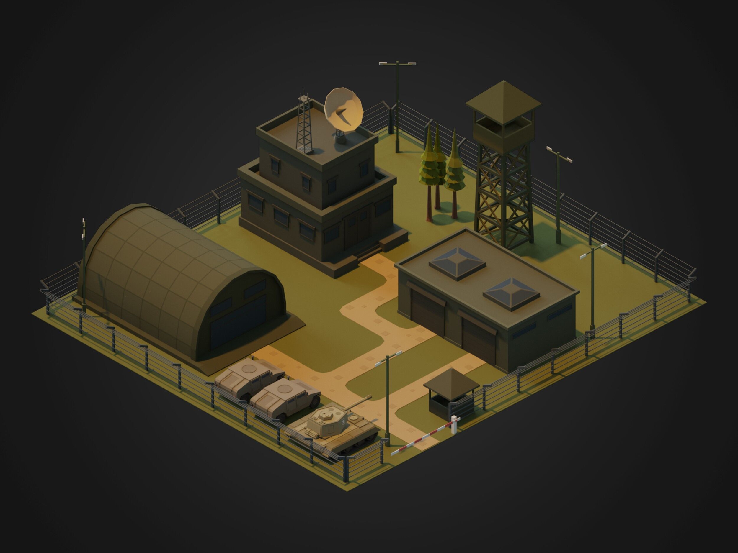 Military Base 3D Model Low-poly 3D model_4
