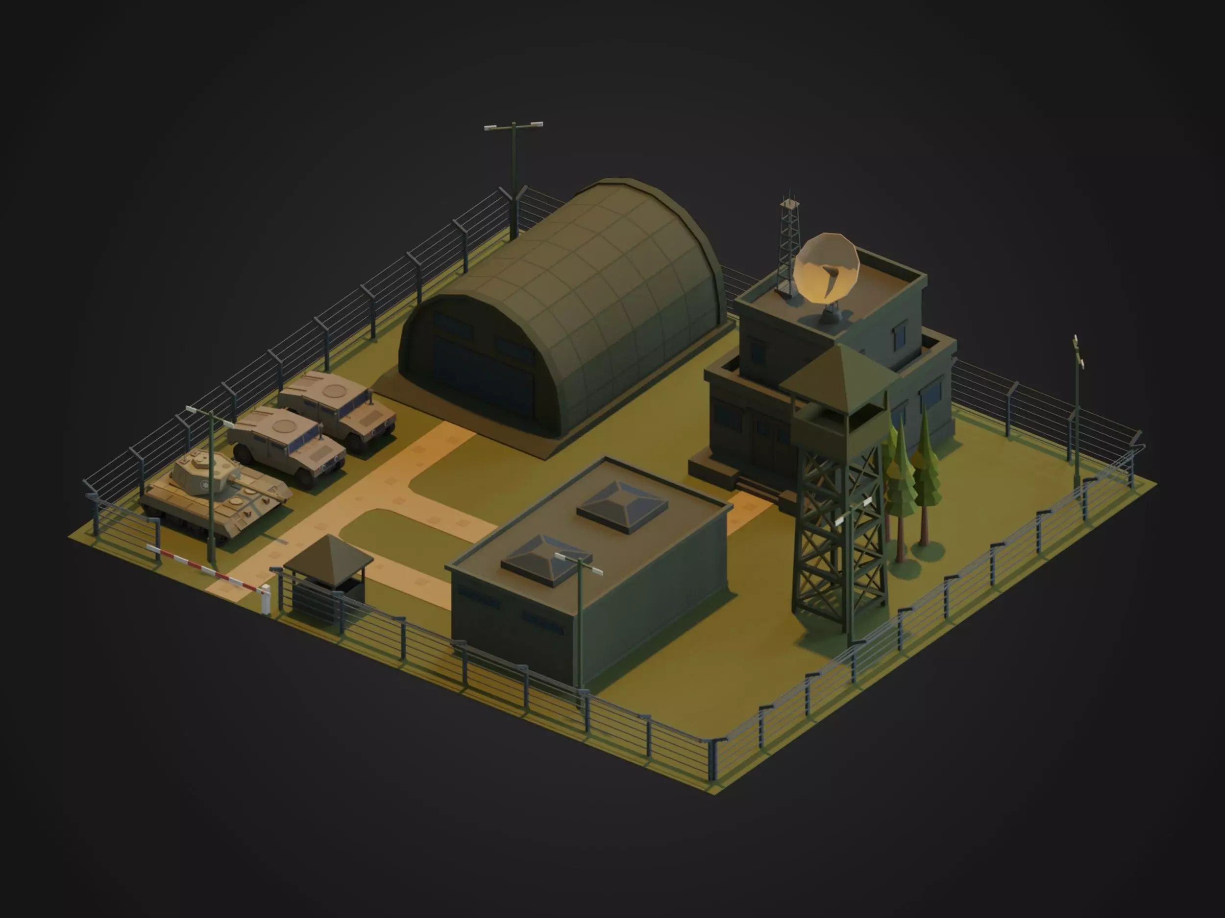 Military Base 3D Model Low-poly 3D model_0