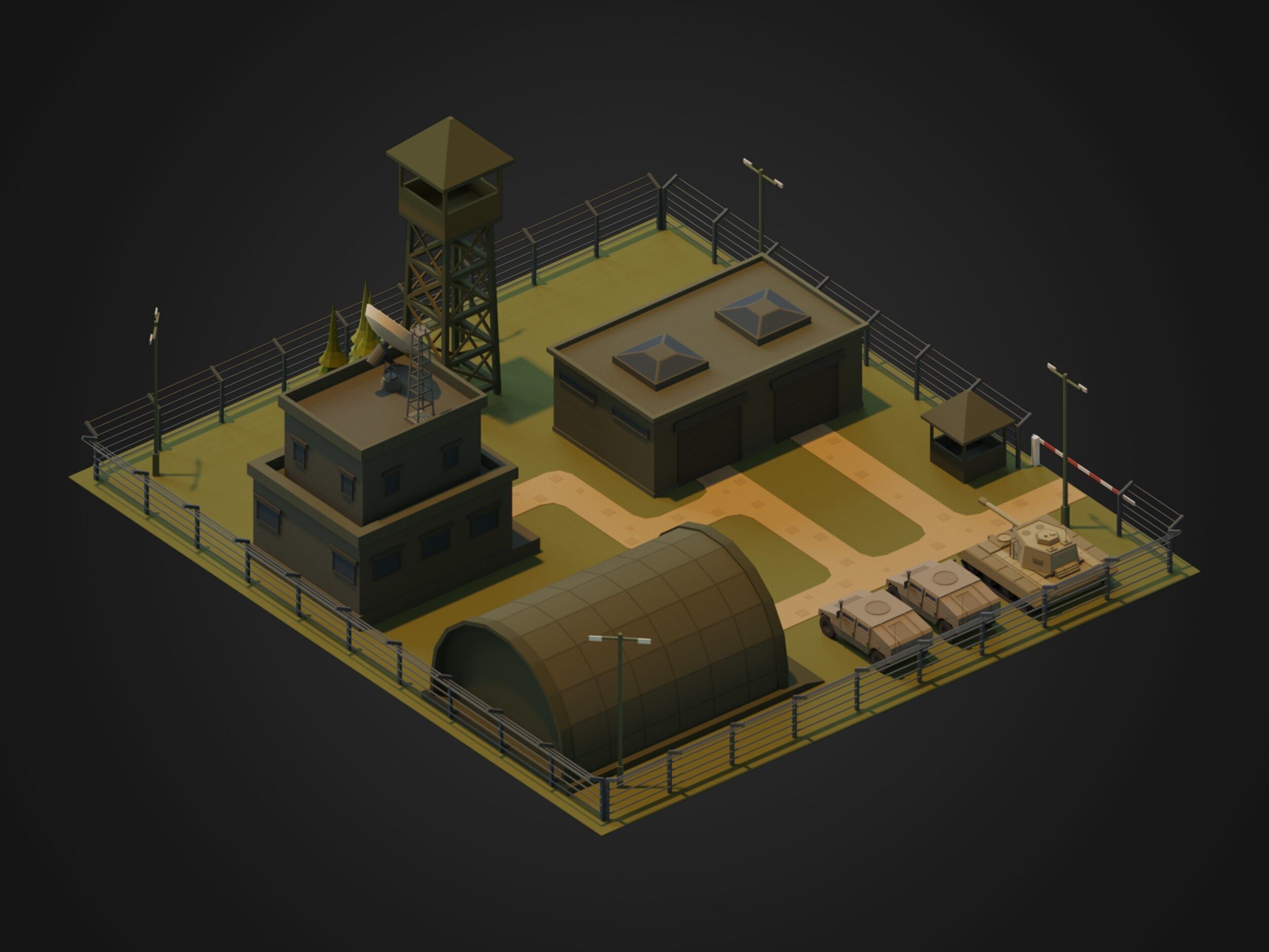 Military Base 3D Model Low-poly 3D model_2