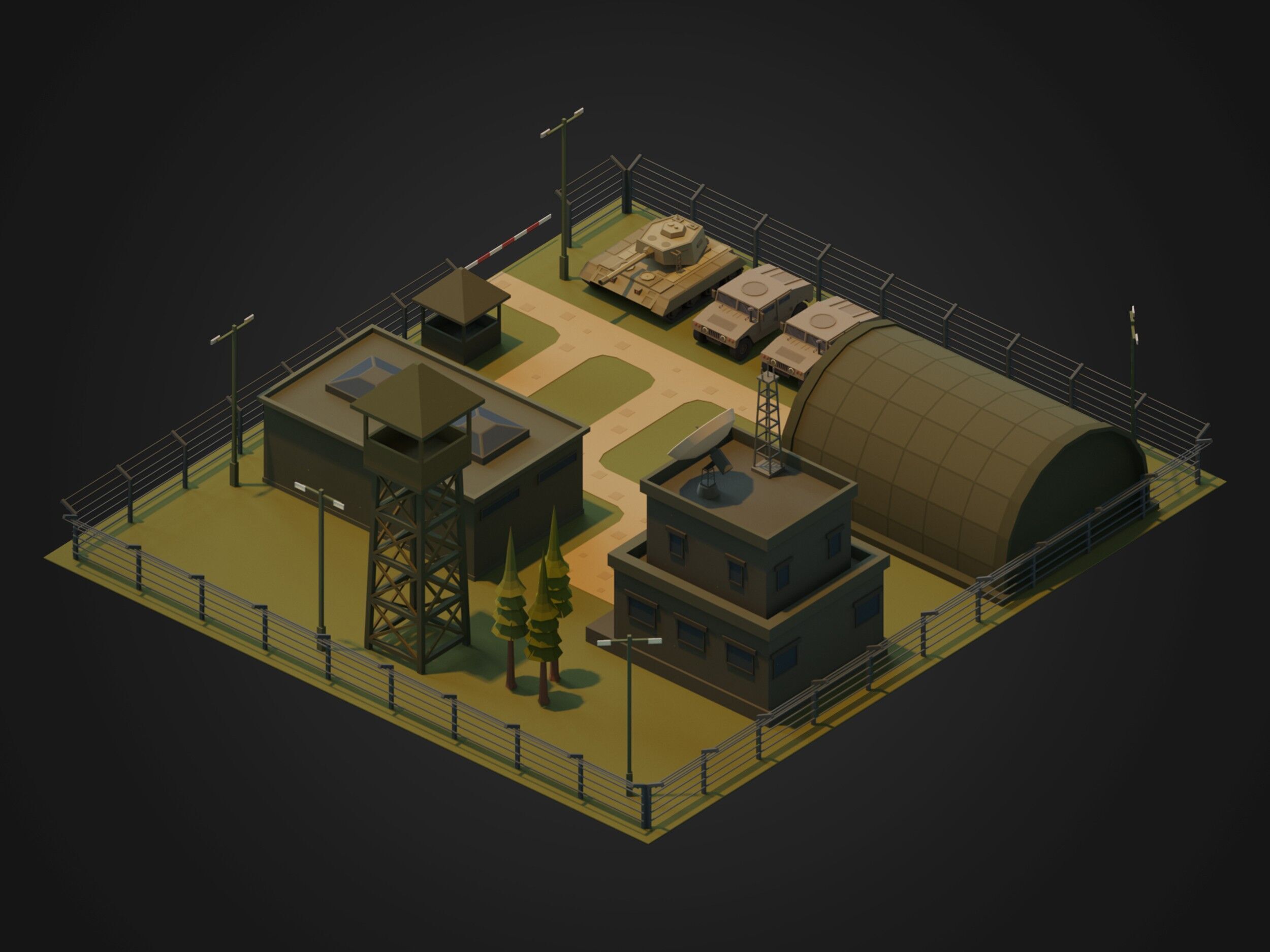 Military Base 3D Model Low-poly 3D model_3