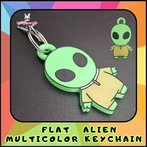 Flat Alien Multicolor Keychain