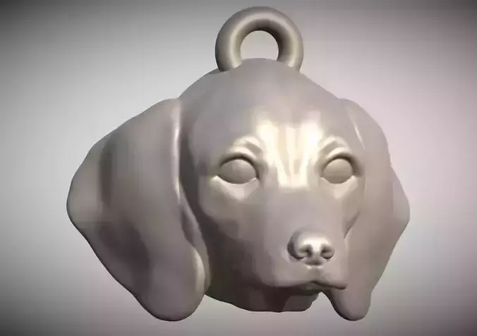 Puppy of Dachshund head key ring for 3D printing