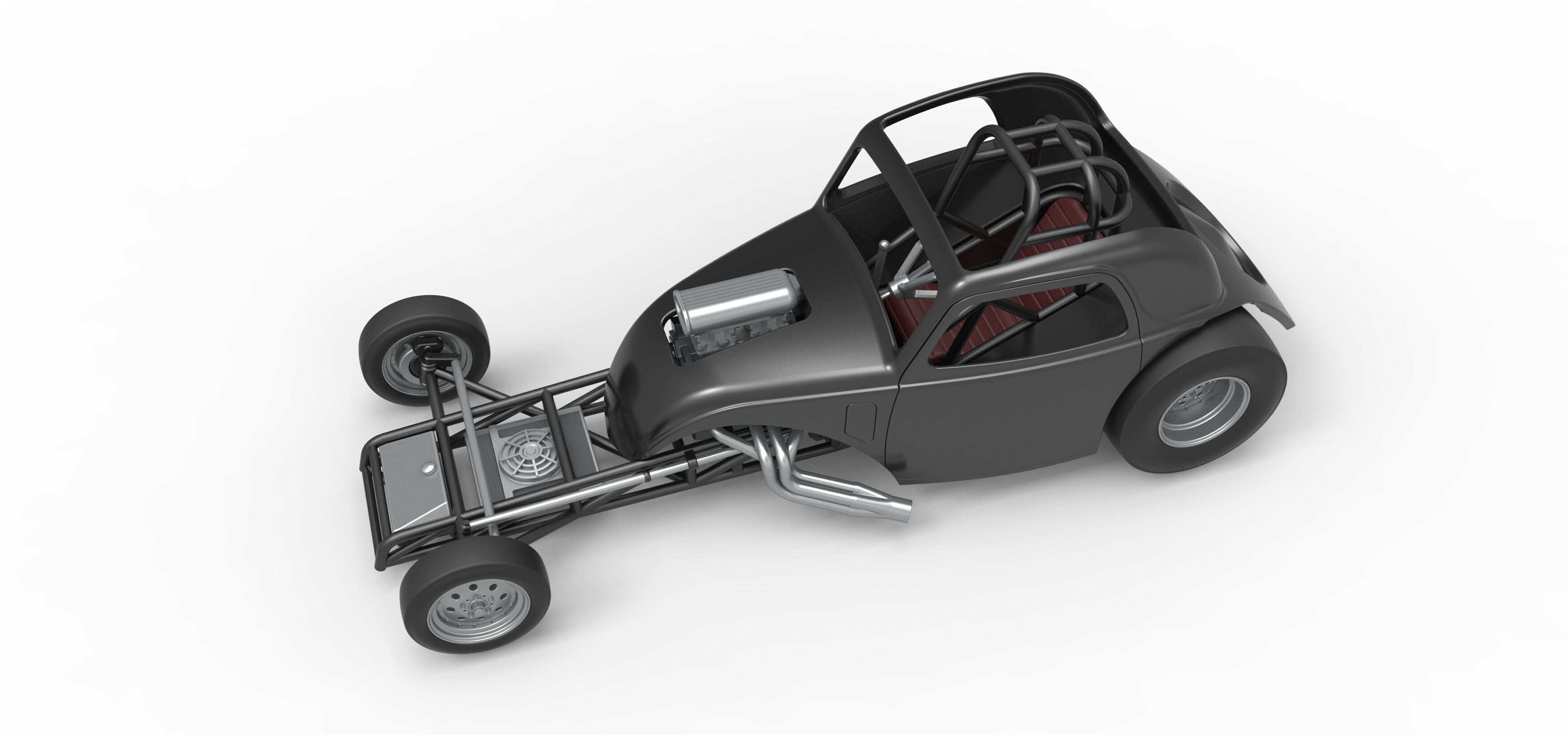 Front engine old school dragster with shell V11 Scale 1 to 25 3D print model_4