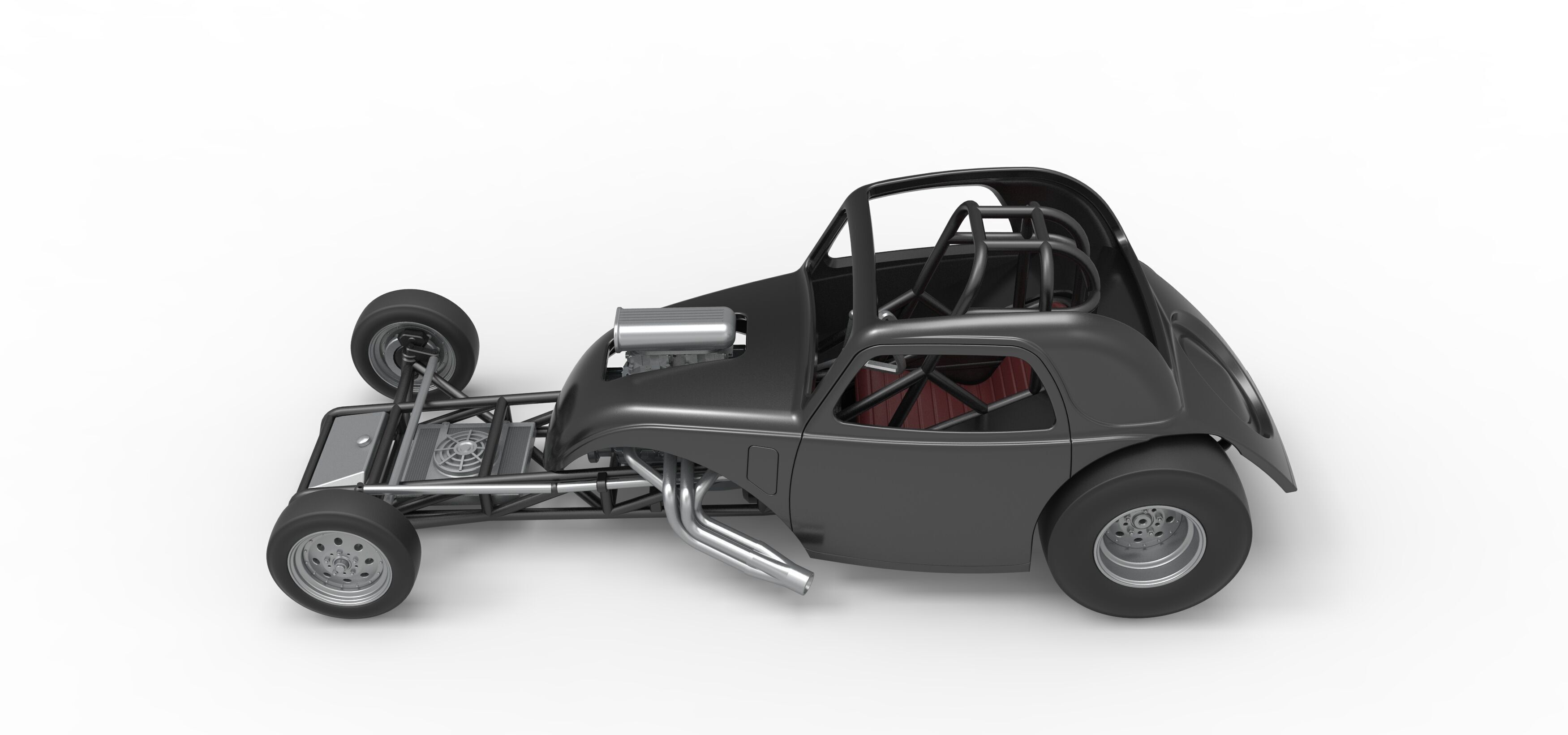 Front engine old school dragster with shell V11 Scale 1 to 25 3D print model_10