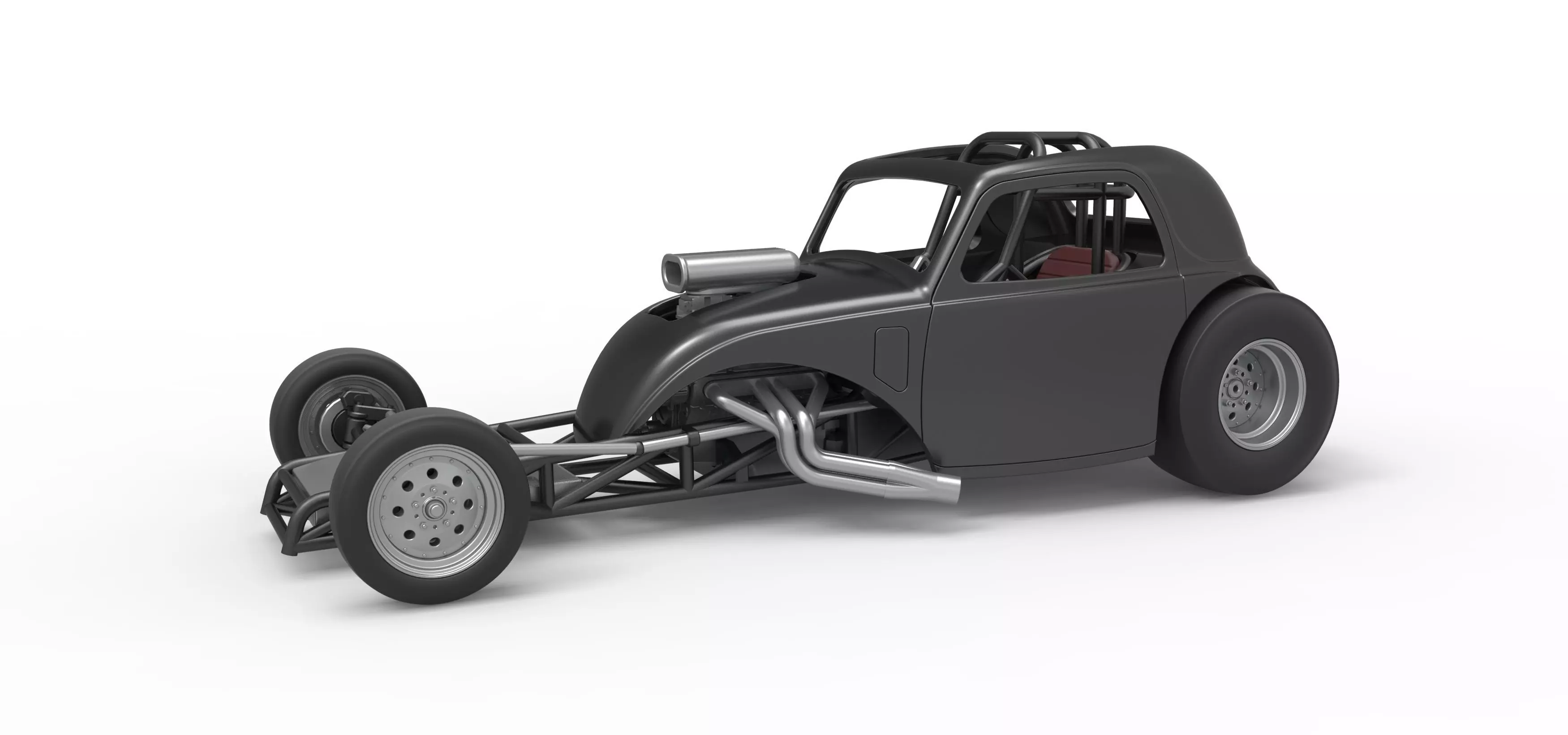 Front engine old school dragster with shell V11 Scale 1 to 25 3D print model_0