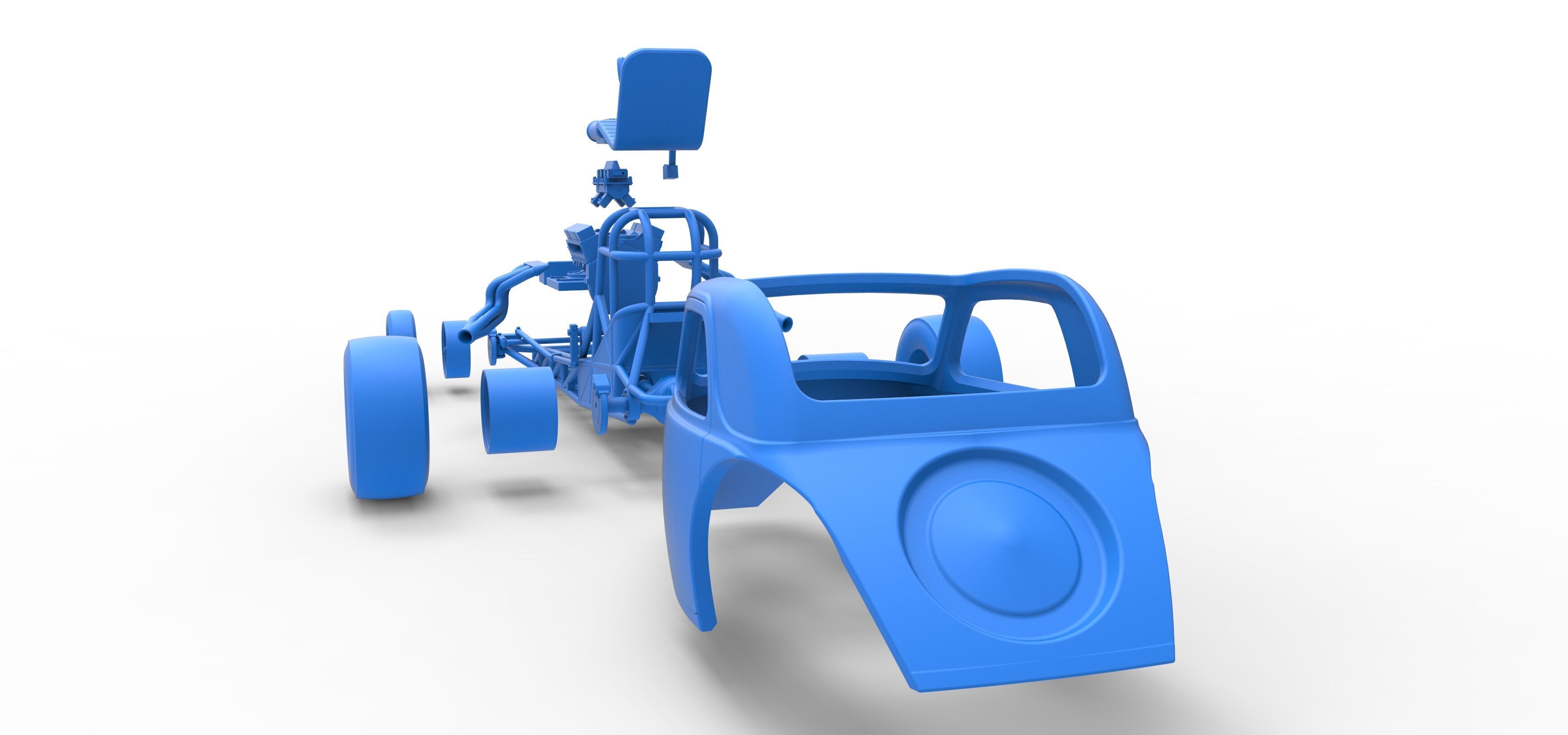 Front engine old school dragster with shell V11 Scale 1 to 25 3D print model_42