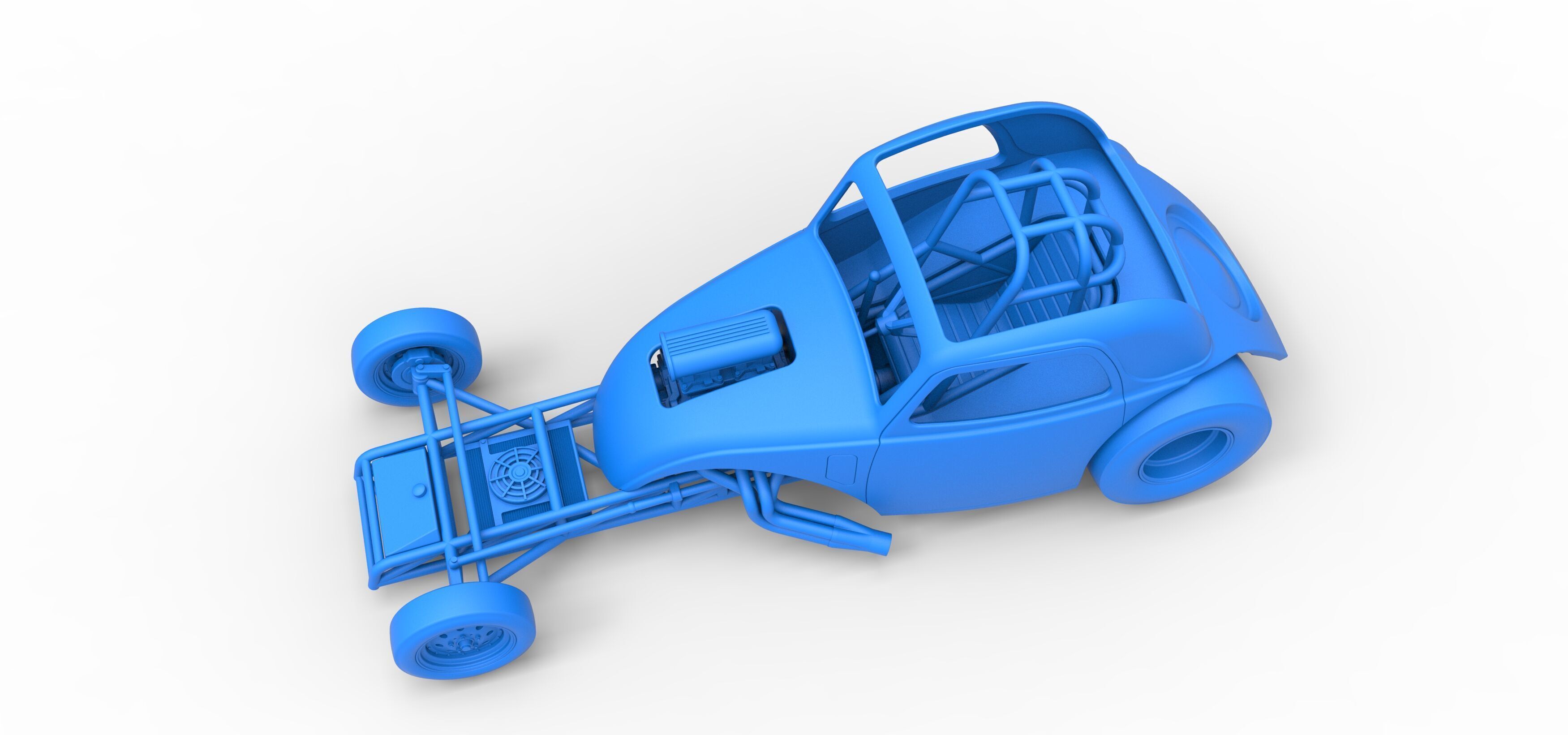 Front engine old school dragster with shell V11 Scale 1 to 25 3D print model_21