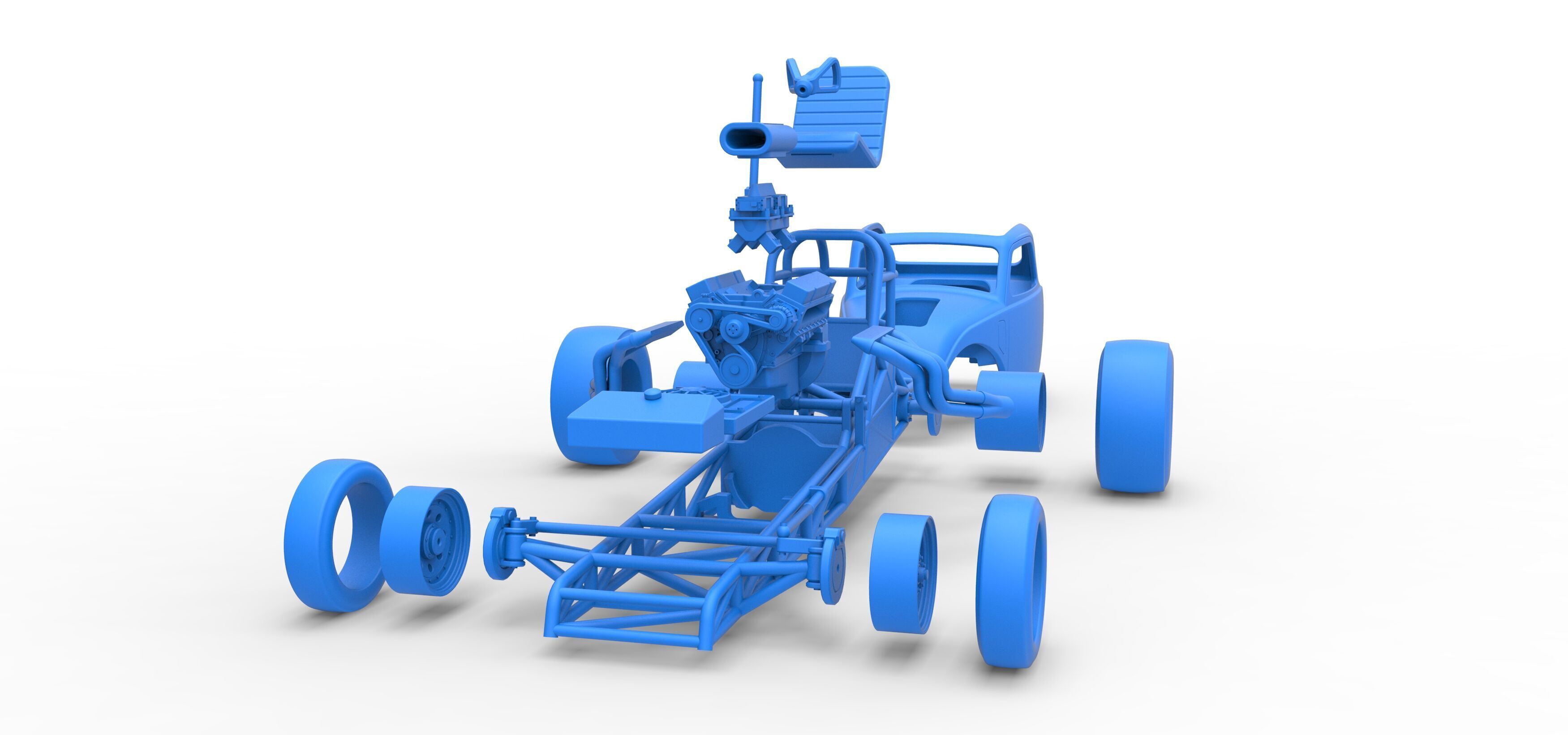 Front engine old school dragster with shell V11 Scale 1 to 25 3D print model_38