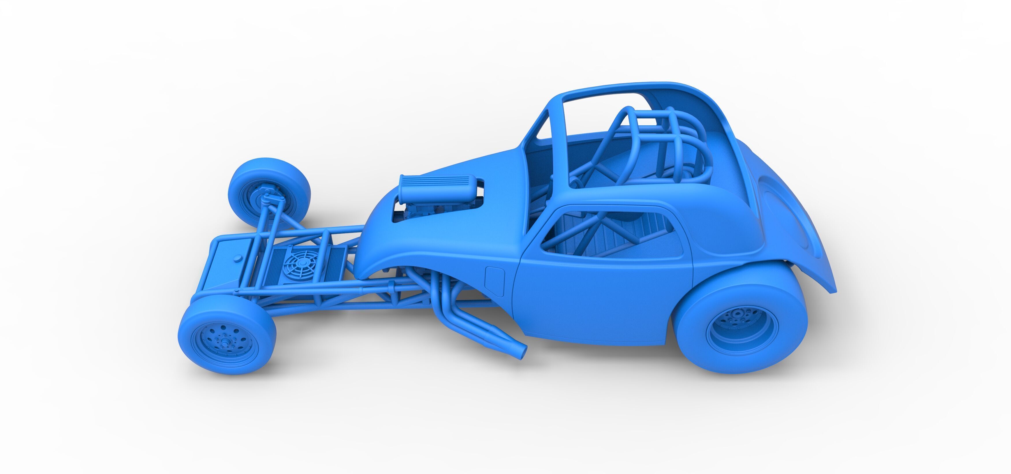Front engine old school dragster with shell V11 Scale 1 to 25 3D print model_27