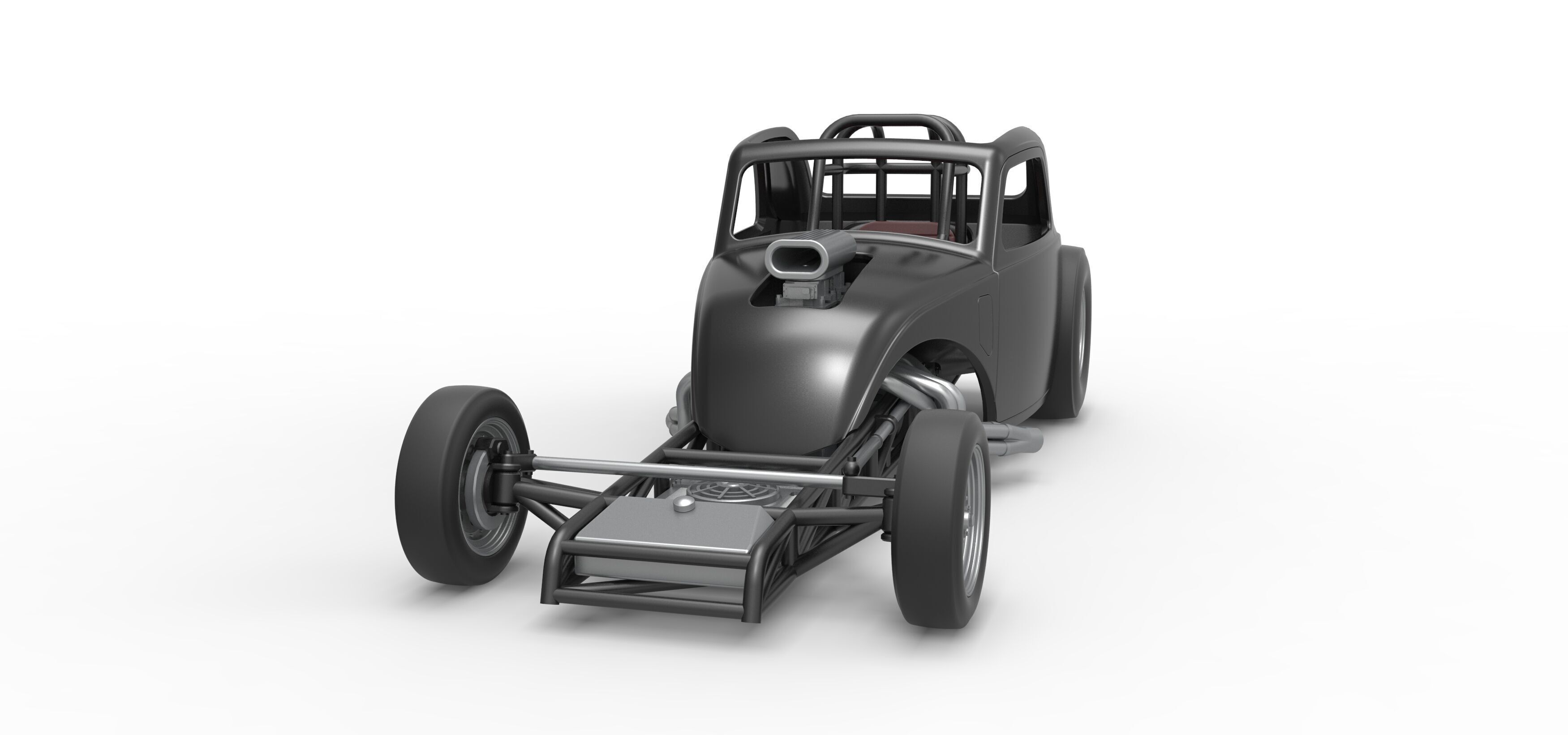 Front engine old school dragster with shell V11 Scale 1 to 25 3D print model_5