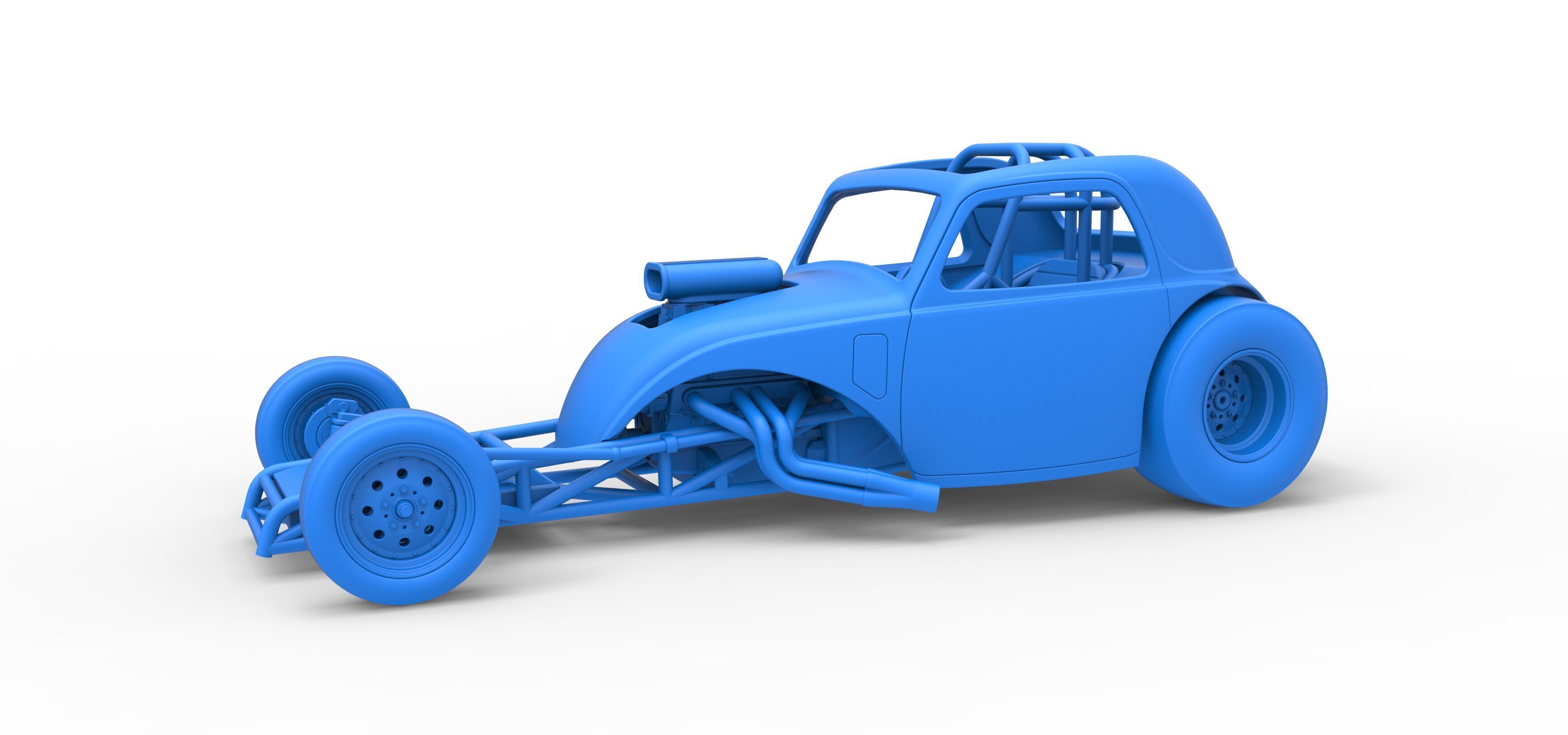 Front engine old school dragster with shell V11 Scale 1 to 25 3D print model_18