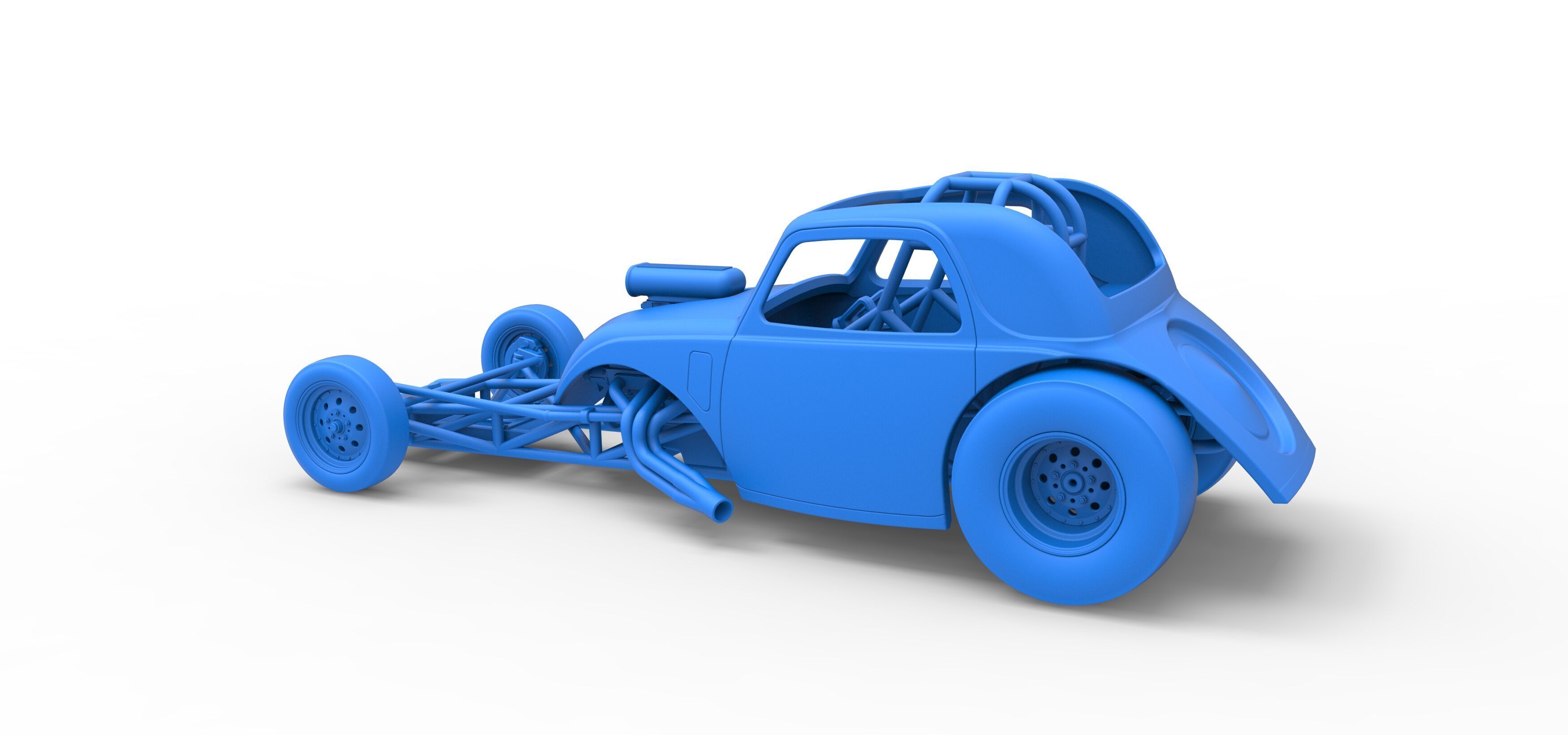 Front engine old school dragster with shell V11 Scale 1 to 25 3D print model_29