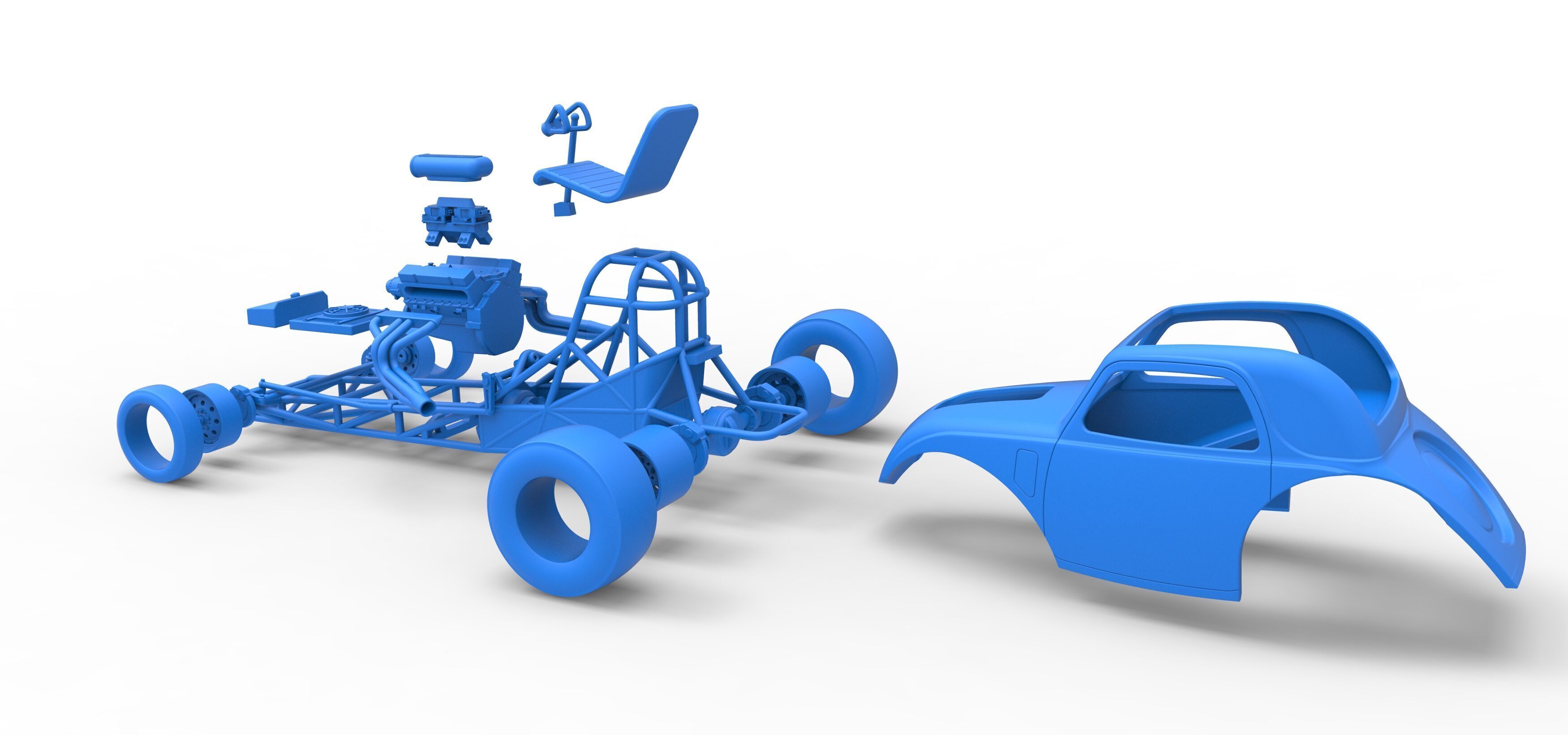 Front engine old school dragster with shell V11 Scale 1 to 25 3D print model_41