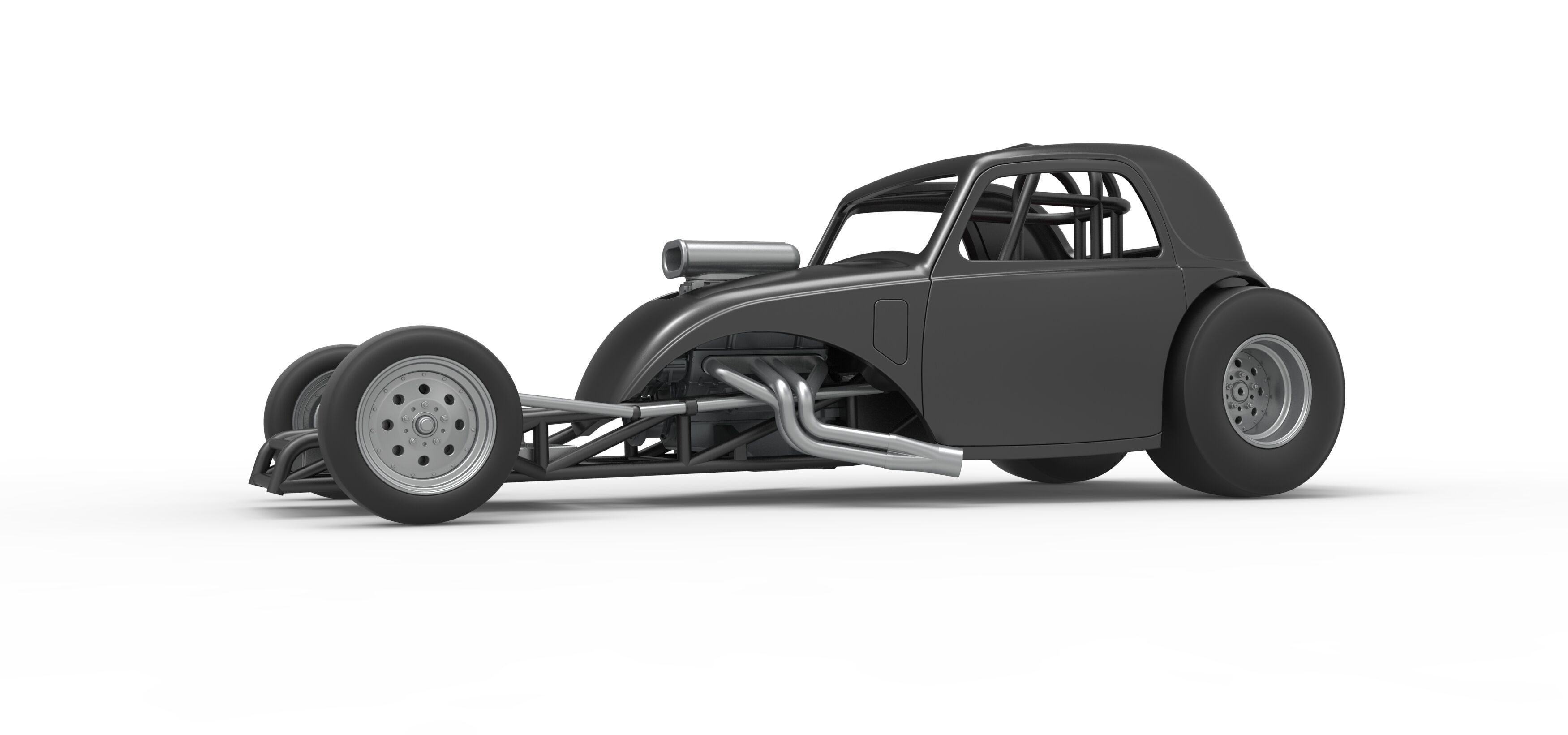 Front engine old school dragster with shell V11 Scale 1 to 25 3D print model_2