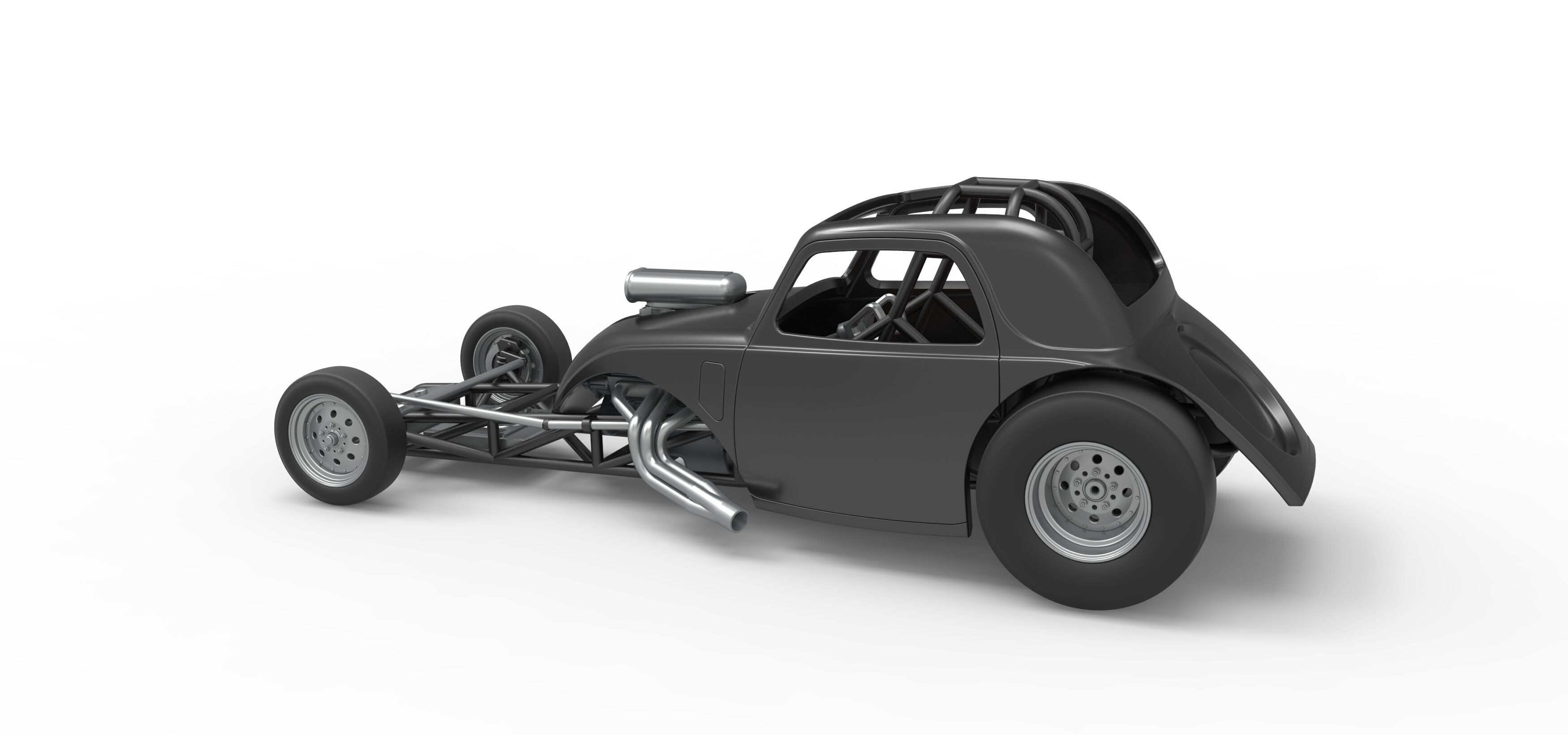 Front engine old school dragster with shell V11 Scale 1 to 25 3D print model_12